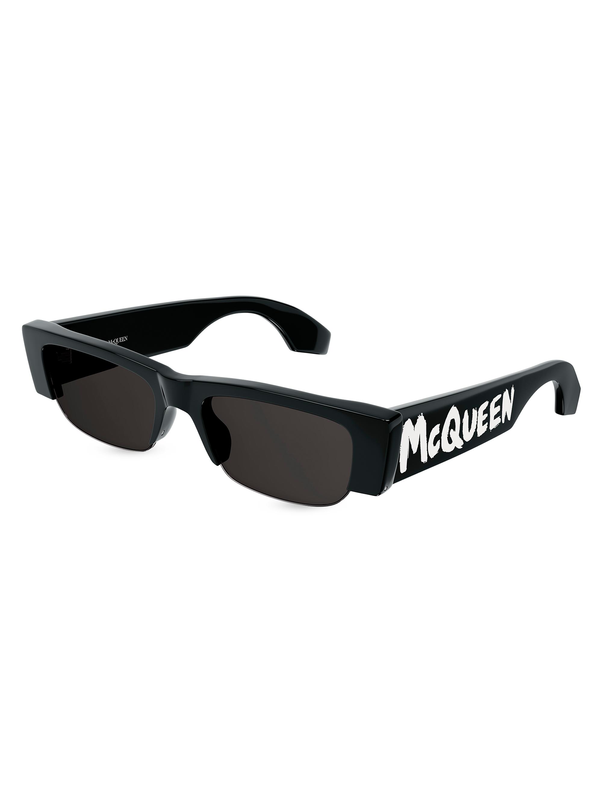 McQueen Women's 54MM Mcqueen Graffiti Rectangular Sunglasses - Black