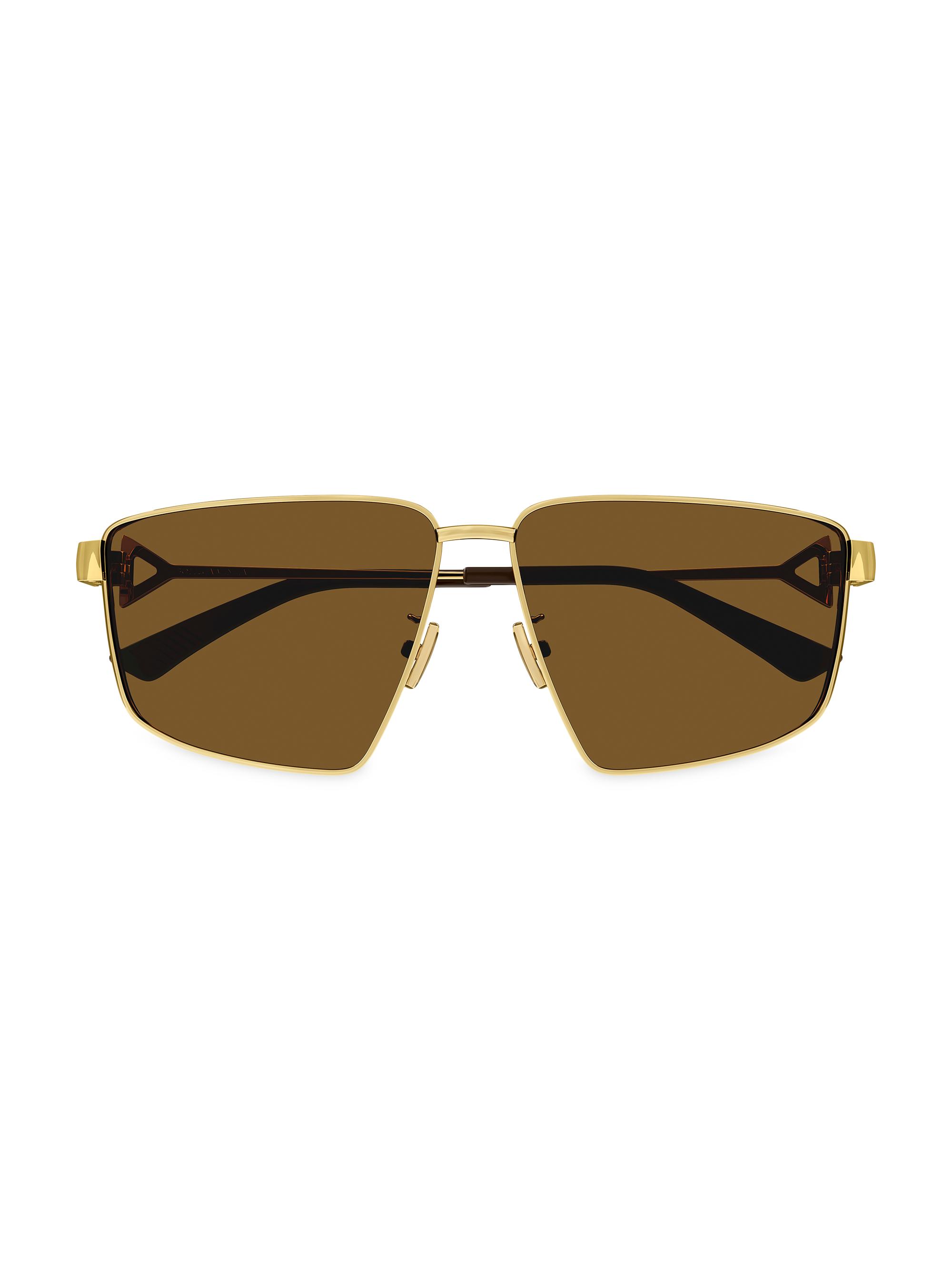 Bottega Veneta Women's New Triangle Metal 61MM Square Sunglasses - Gold Brown