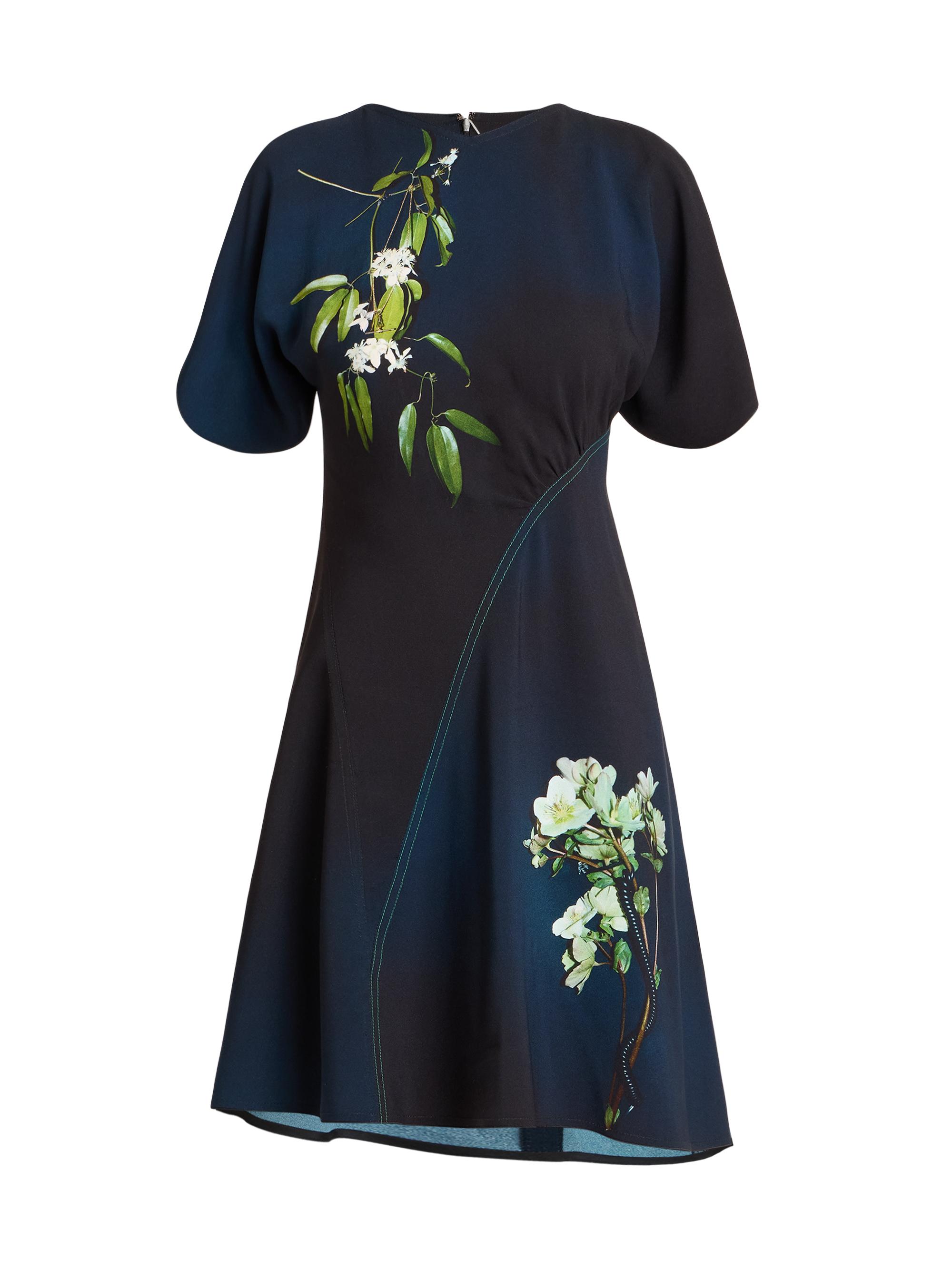 Victoria Beckham Open-Shoulder Floral Minidress | Saks Fifth Avenue