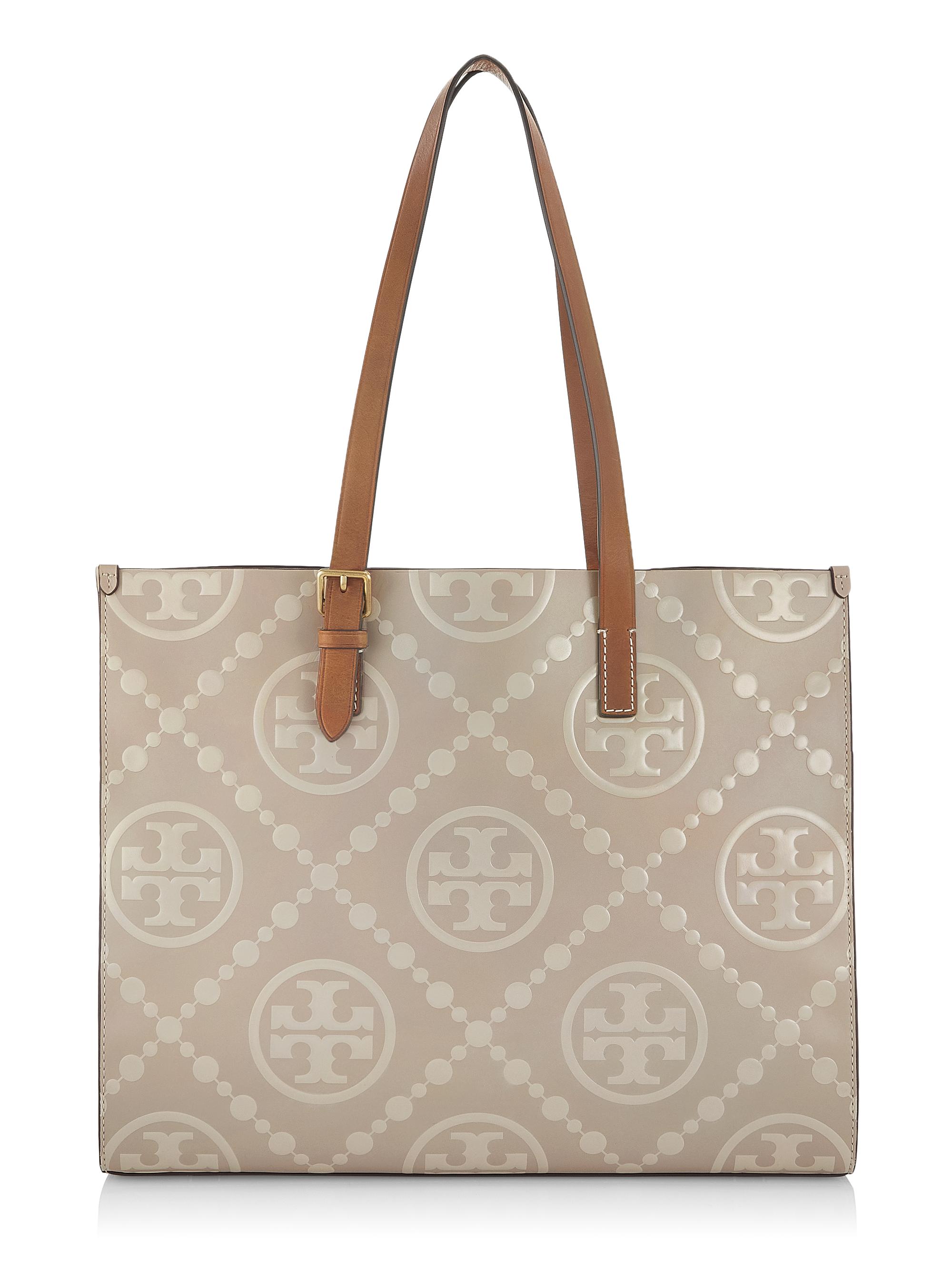 Tory Burch Women's Monogram-Embossed Leather Tote - New Cream