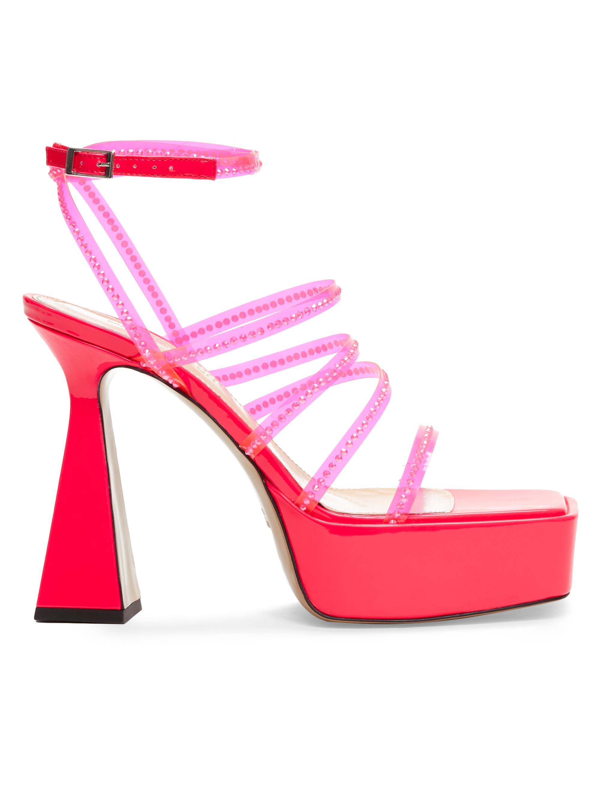 Mach & Mach Women's PVC Crystal-Embellished Platform Sandals - Pink