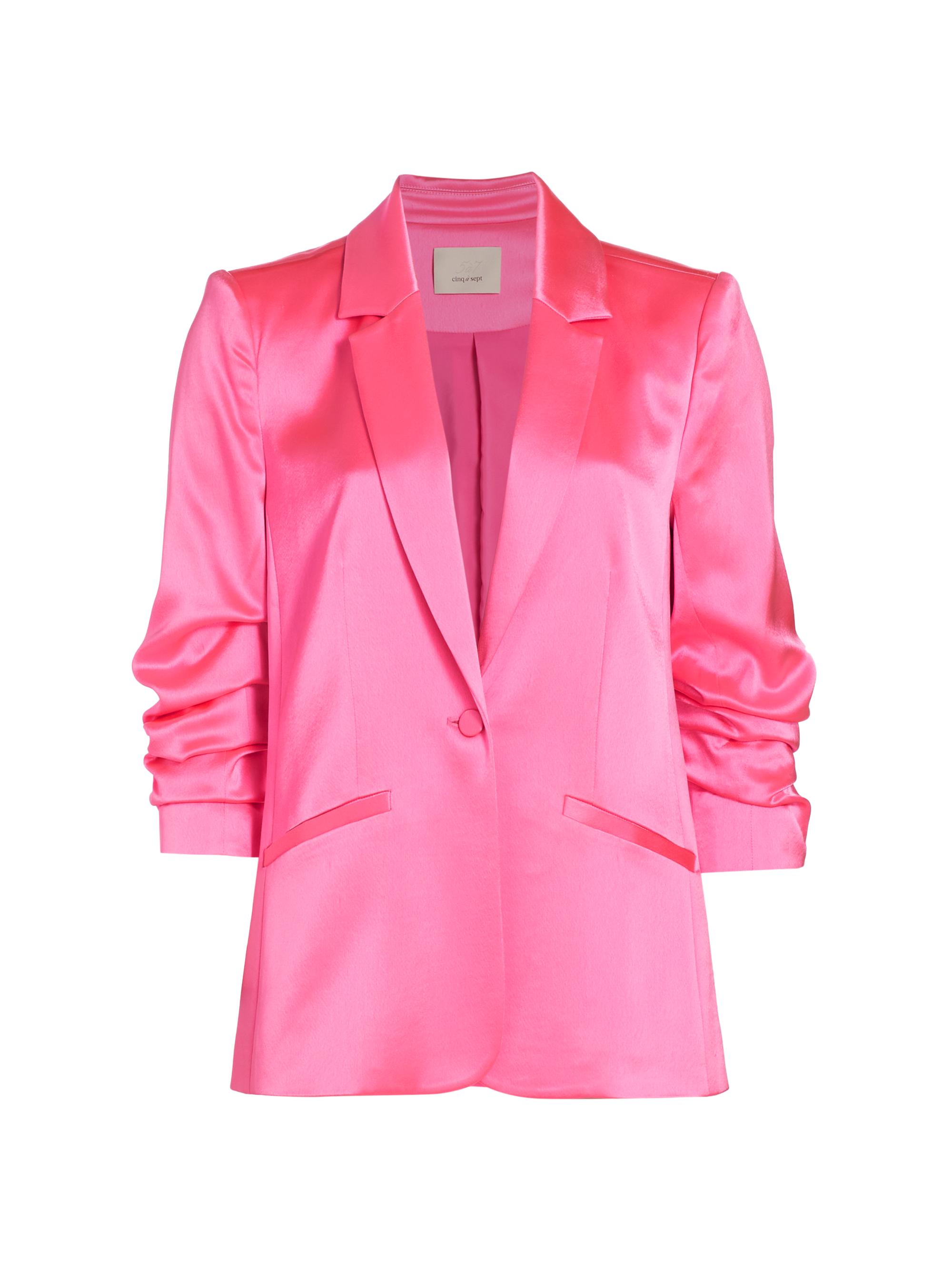 CINQ A SEPT Women's Kylie Notched Satin Single-Button Blazer - Electric Pink