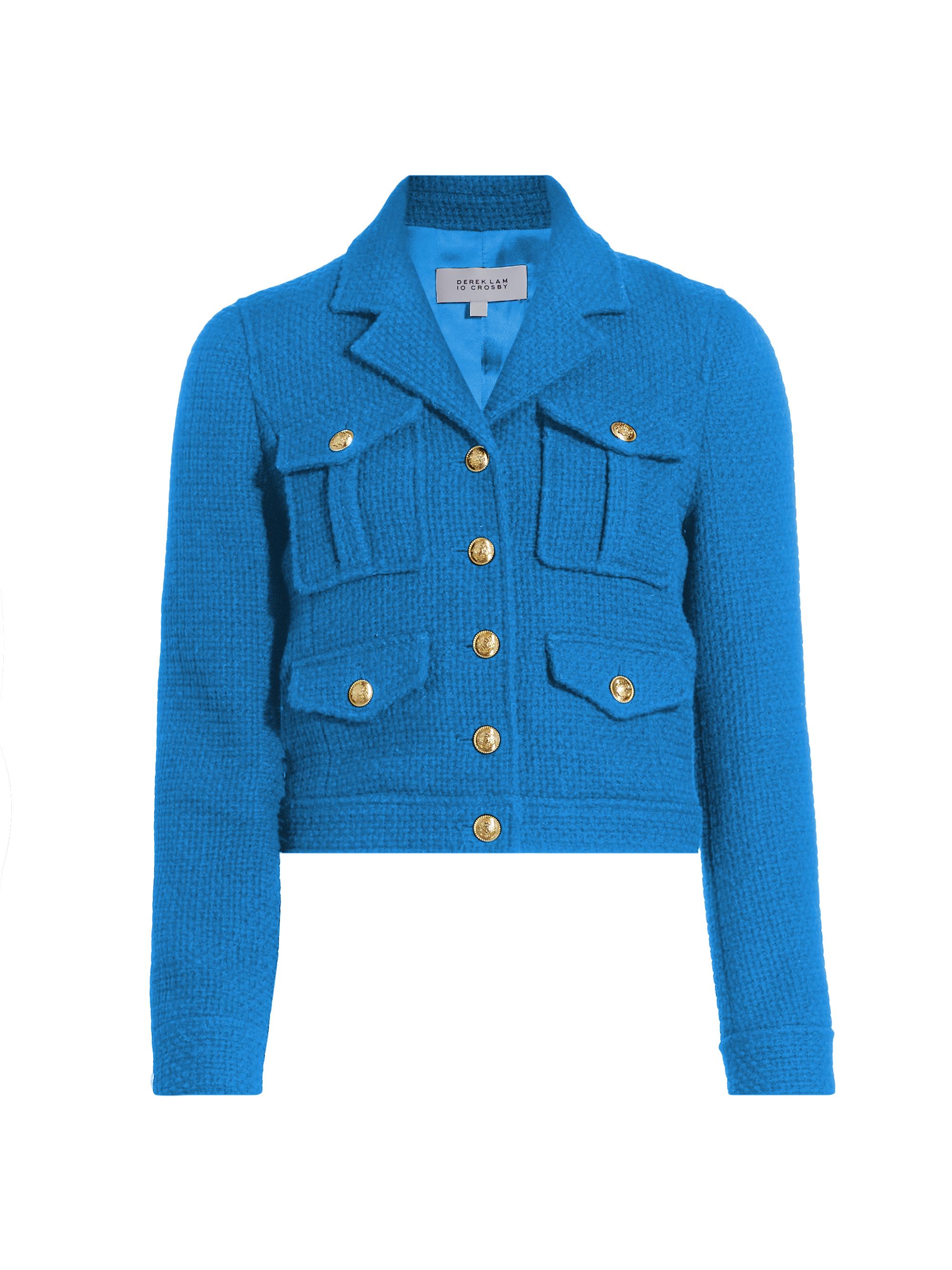 Derek Lam 10 Crosby Women's Arleth Shrunken Tweed Utility Jacket - Light Blue