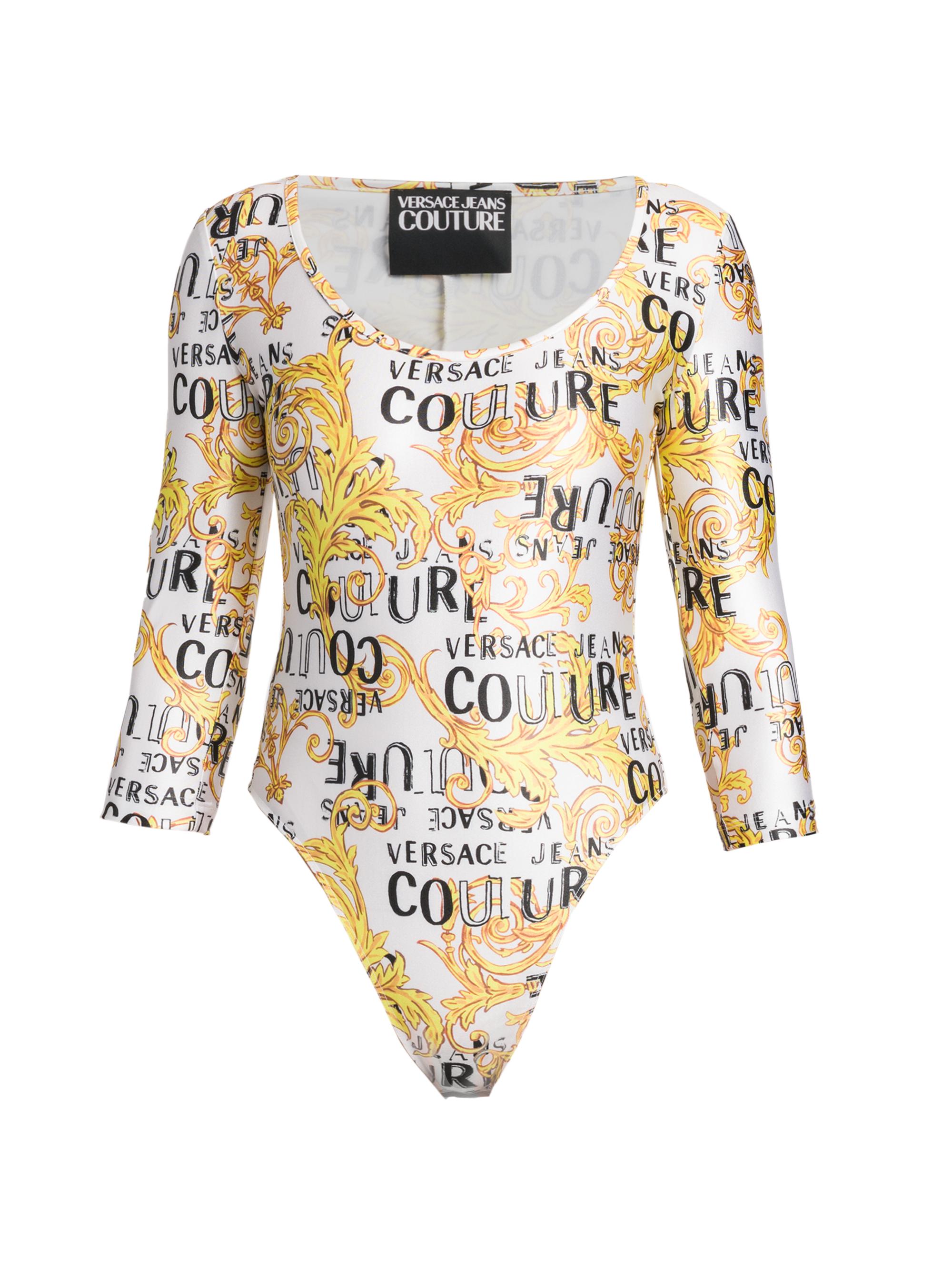Versace Jeans Couture Women's Logo-Print Bodysuit - White Gold