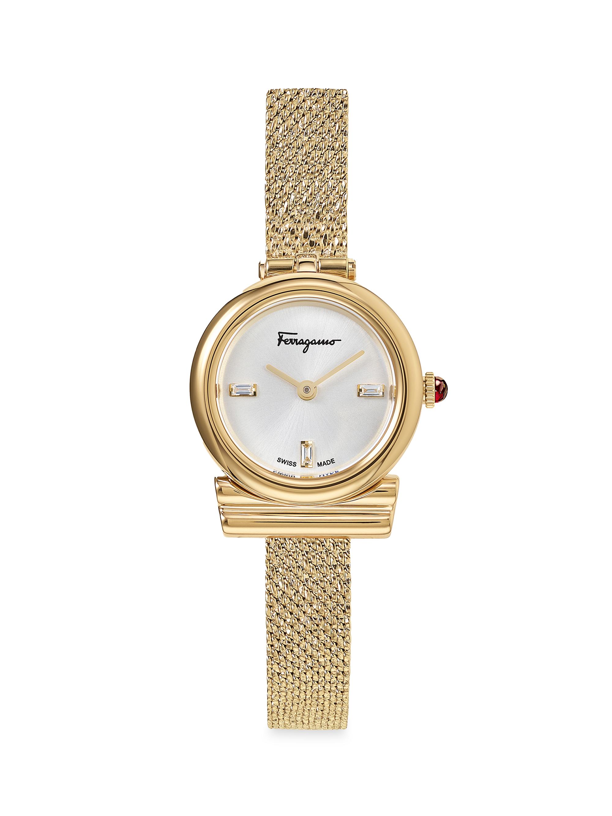 FERRAGAMO Women's Ion-Plated Yellow Gold & Diamond Bracelet Watch - Gold