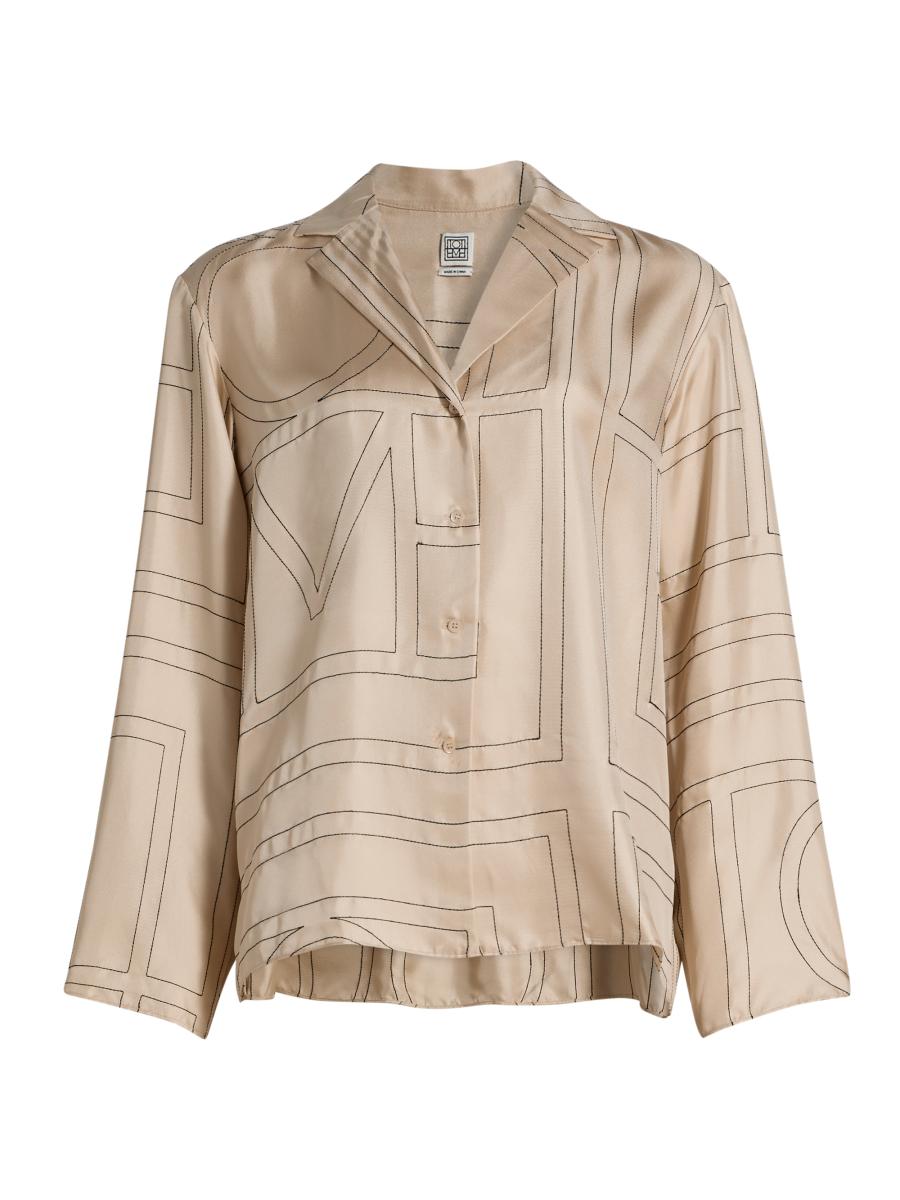 Toteme Logo Stitch Silk Top | Saks Fifth Avenue