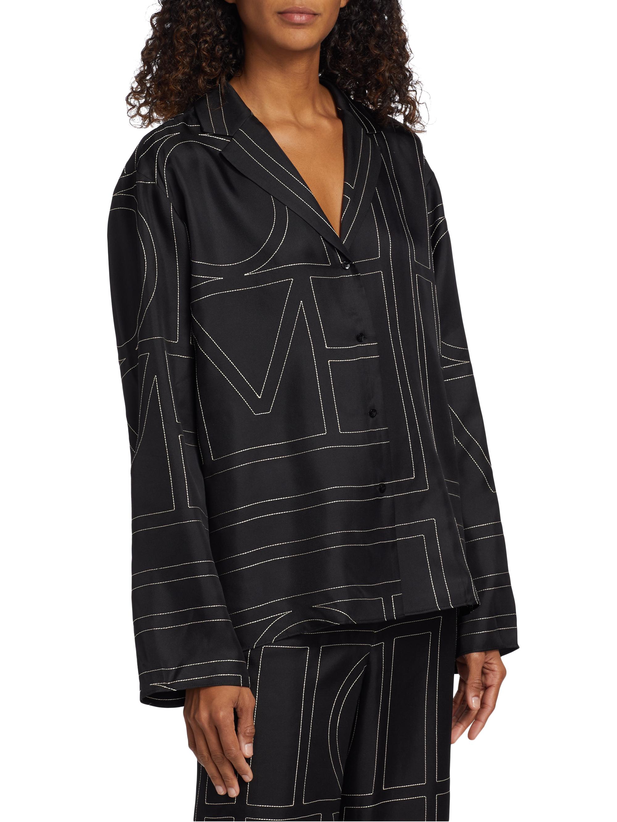 Toteme Logo Stitch Silk Top | Saks Fifth Avenue