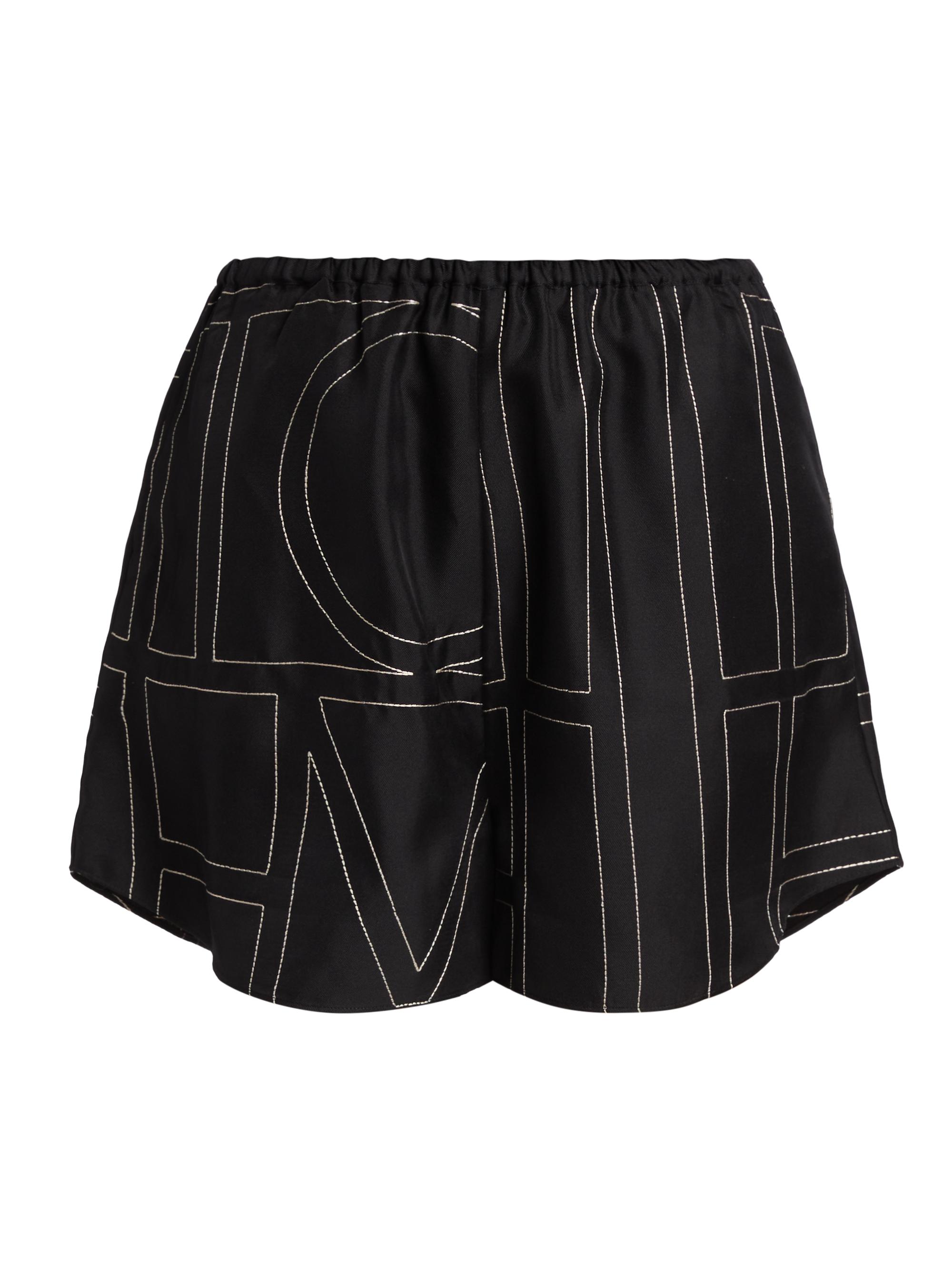 Toteme Women's Silk Stitched-Logo Shorts - Black Monogram
