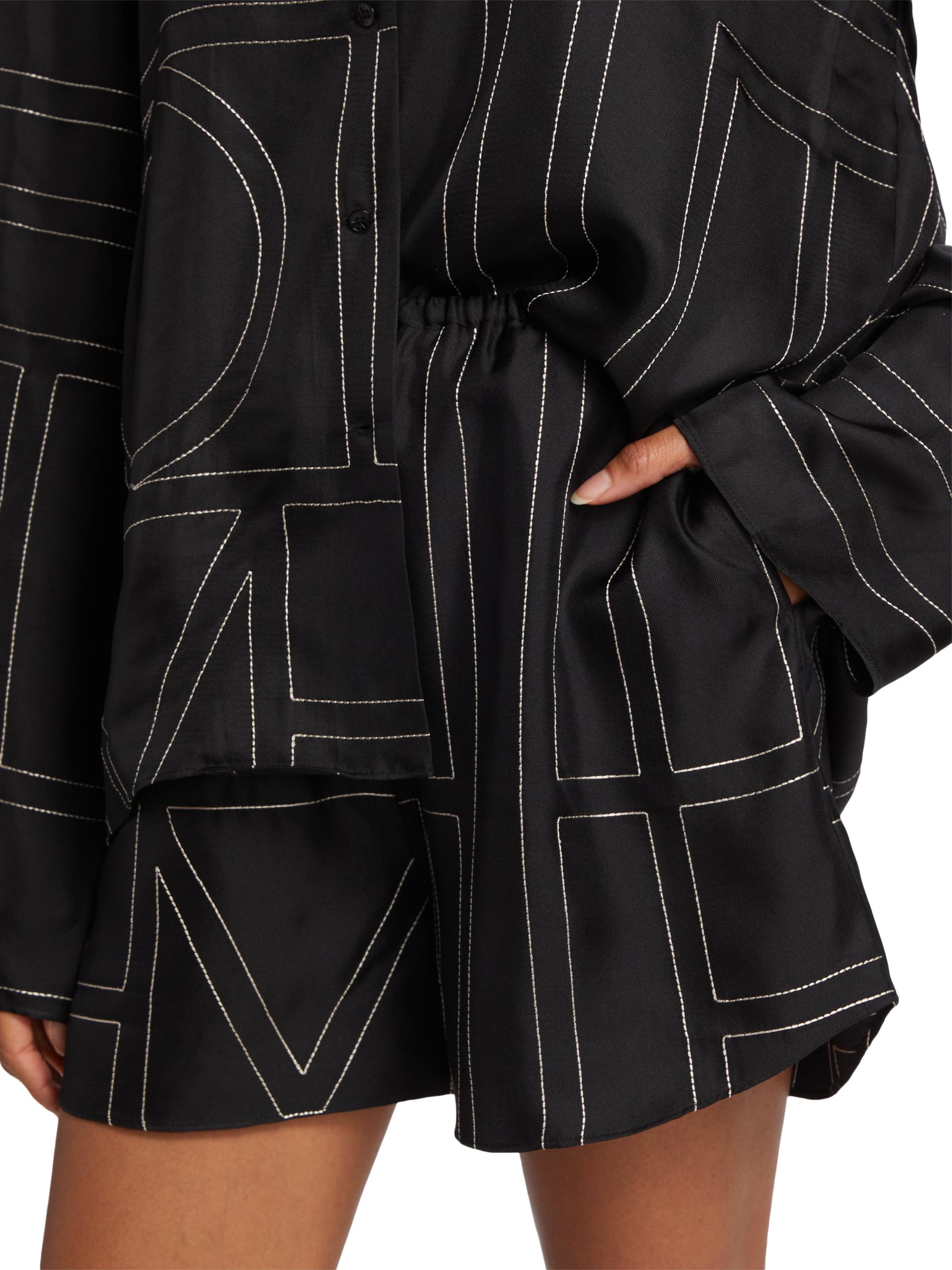 Toteme Silk Stitched-Logo Shorts | Saks Fifth Avenue