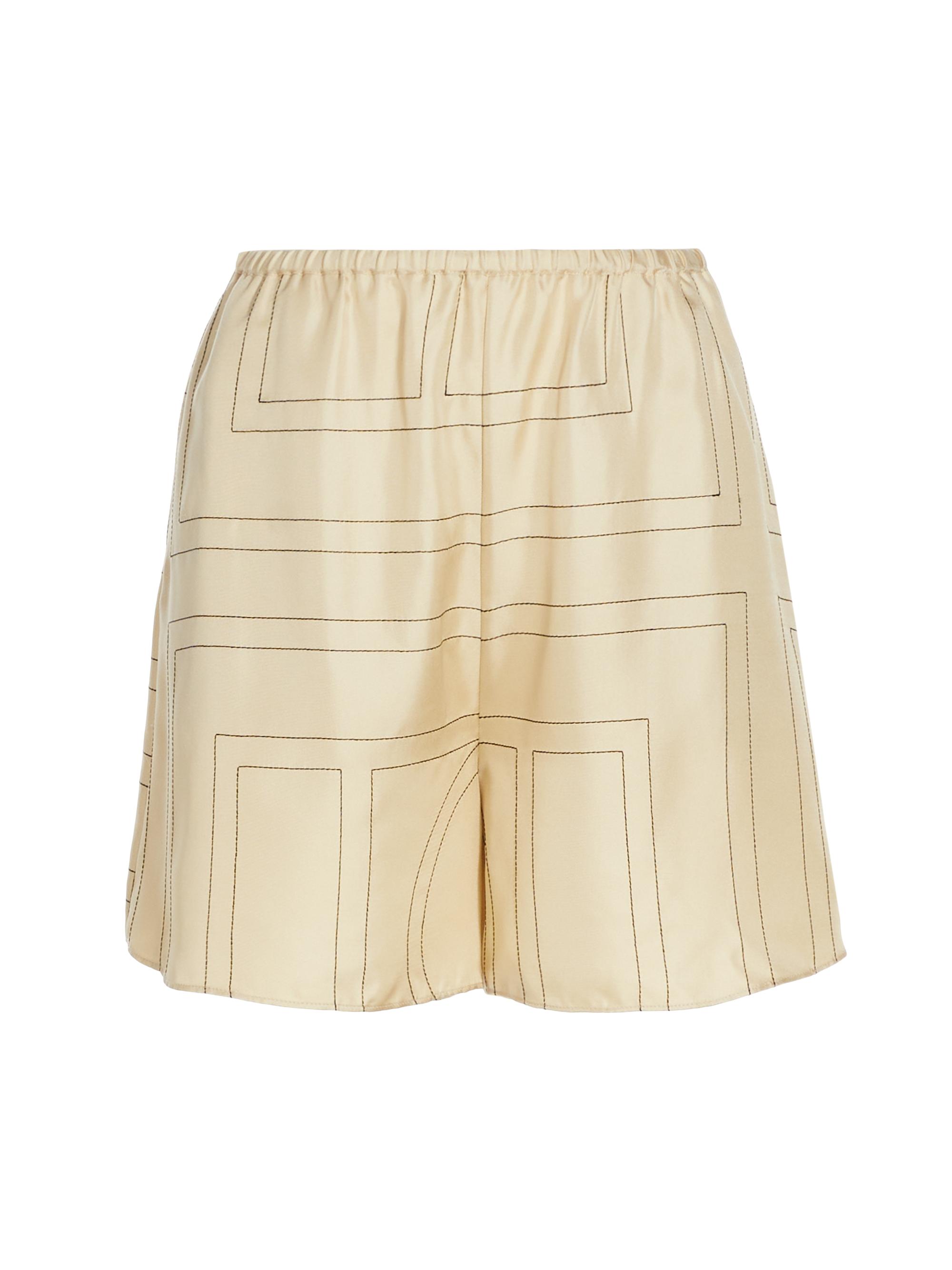 Toteme Women's Silk Stitched-Logo Shorts -  Monogram
