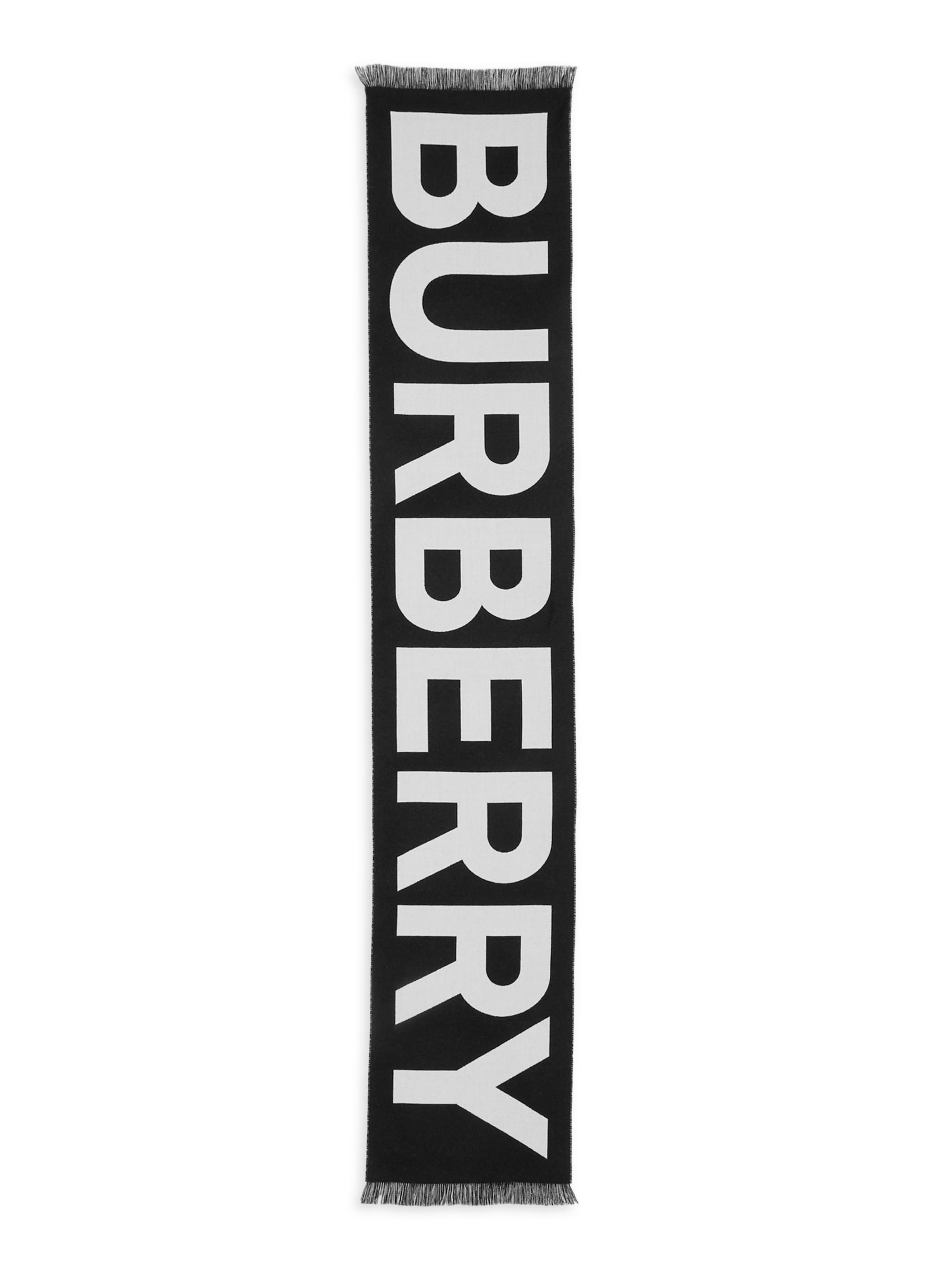 Burberry Women's Double-Faced Wool Logo Scarf - Black