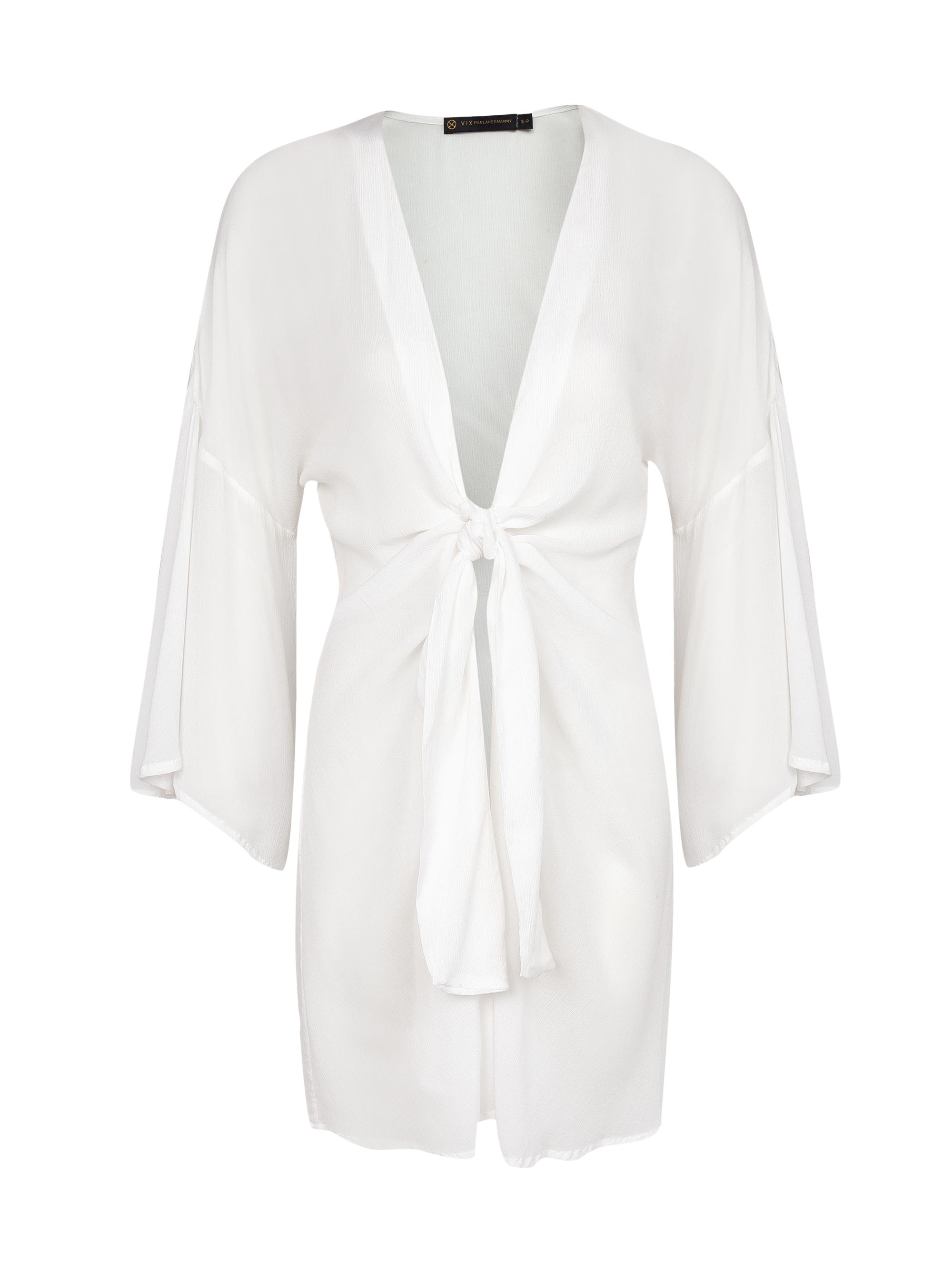 ViX by Paula Hermanny Women's Perola Knotted Long-Sleeve Coverup - Off White