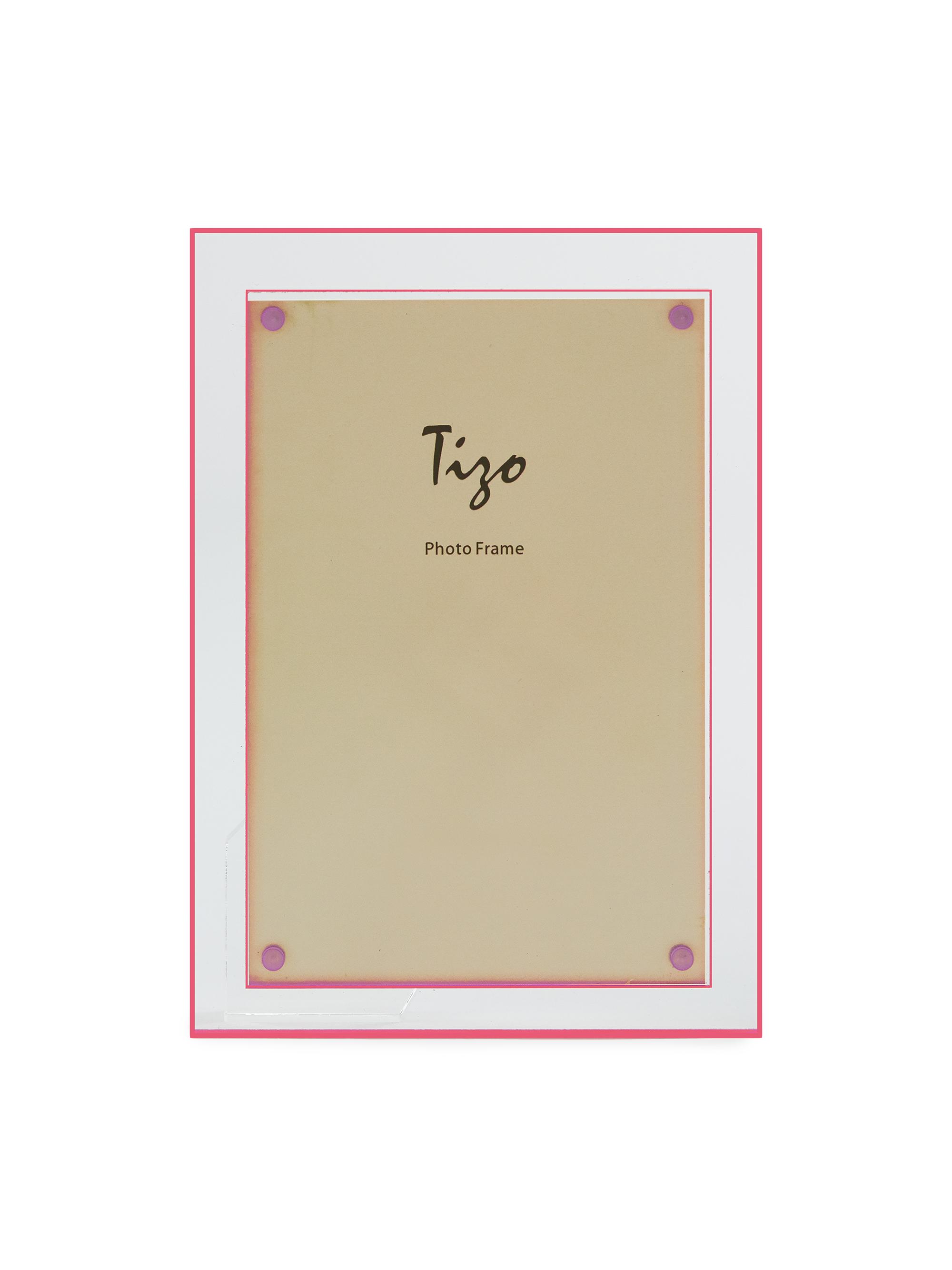 Tizo Lucite Double-Border Frame - Pink 5 x 7