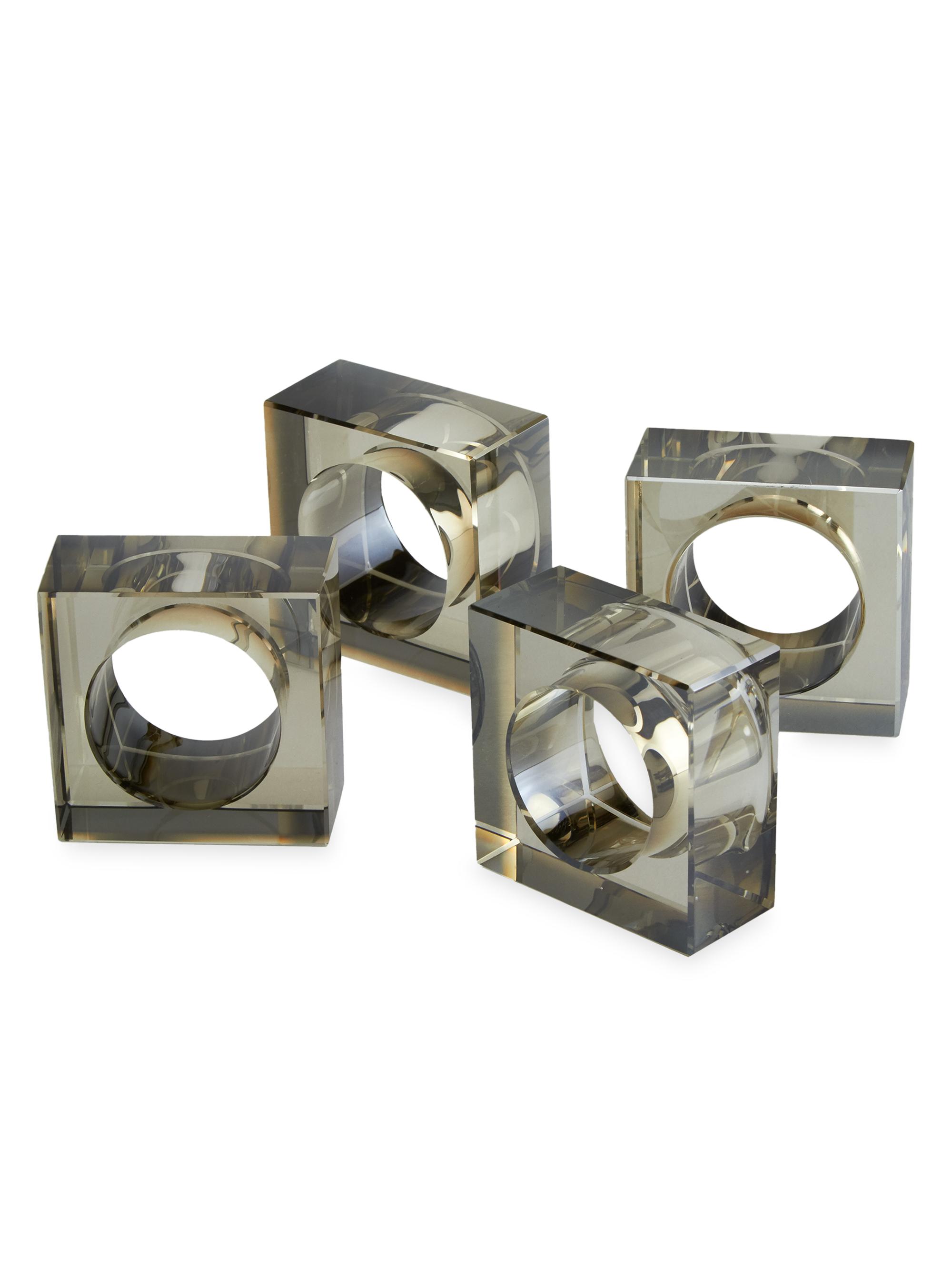 Tizo Smoke Crystal Four-Piece Napkin Holder Set - Smoke