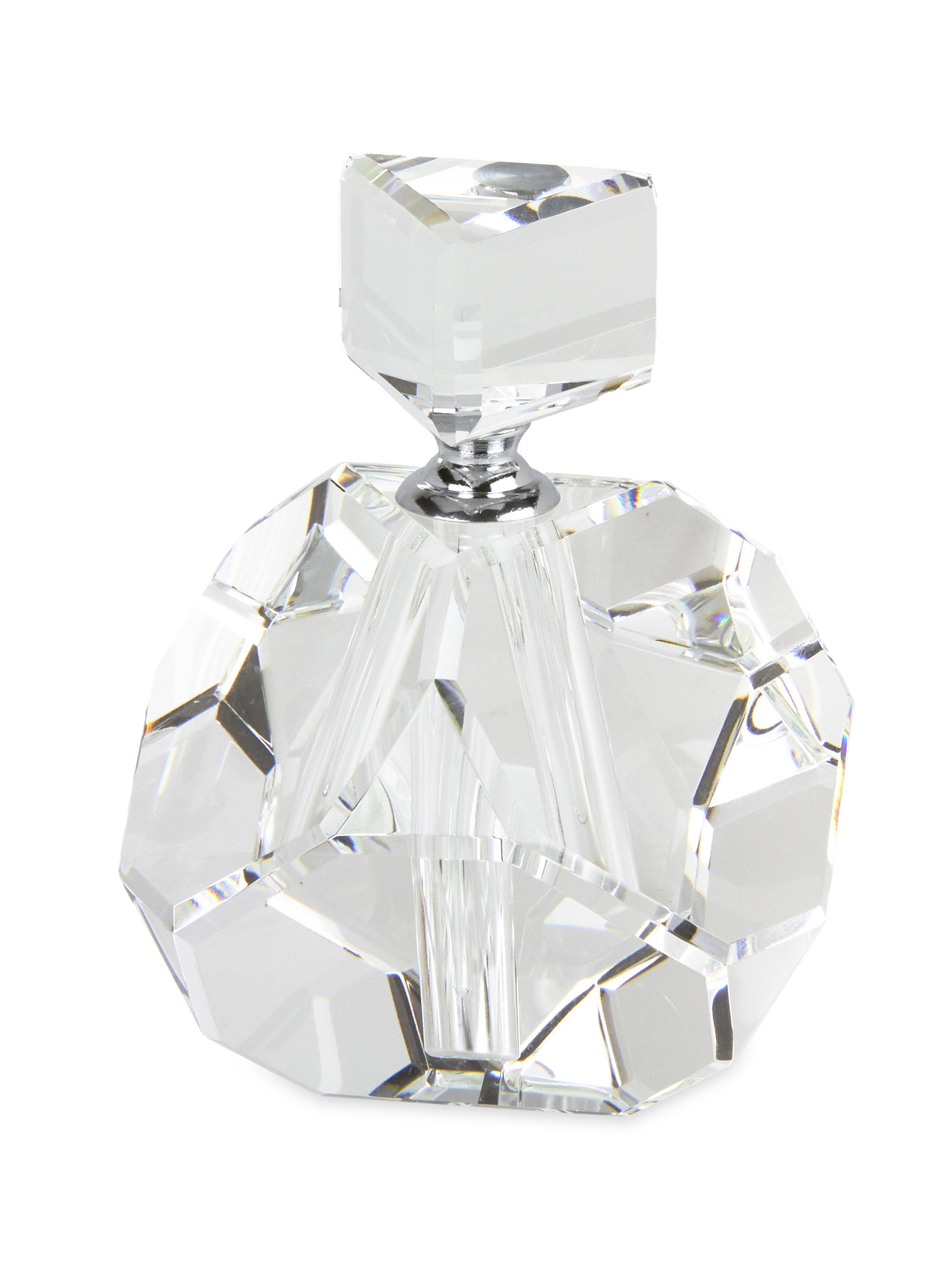 Tizo Clear Crystal Faceted Diamond-Cut Perfume Bottle - Clear