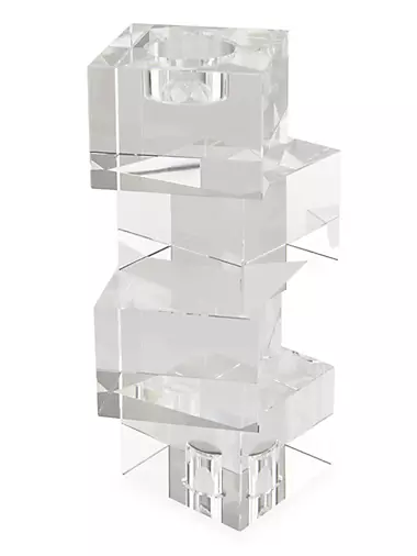 Clear Crystal Cubes Large Candleholder