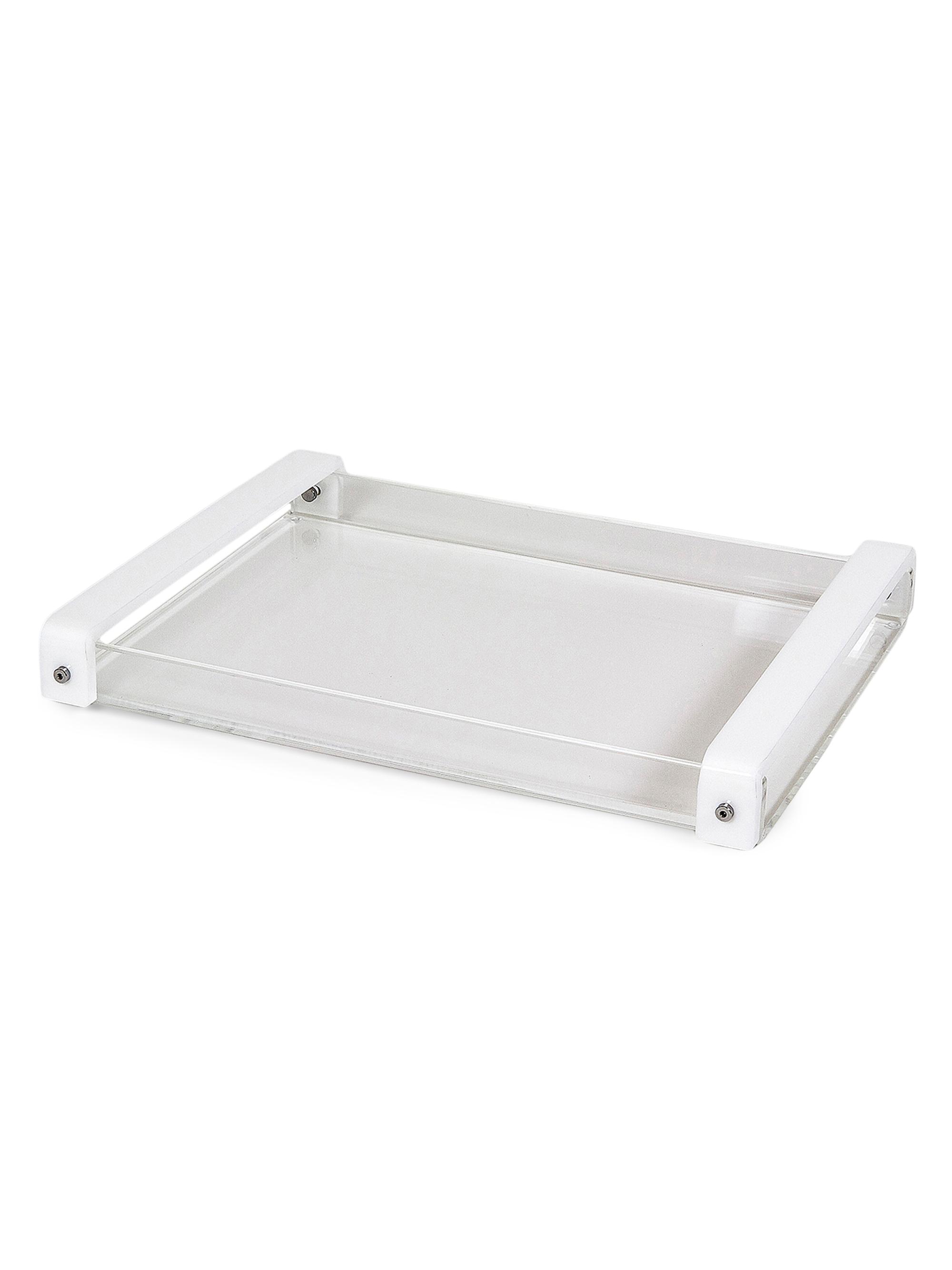 Tizo Lucite Inset-Handle Tray - White
