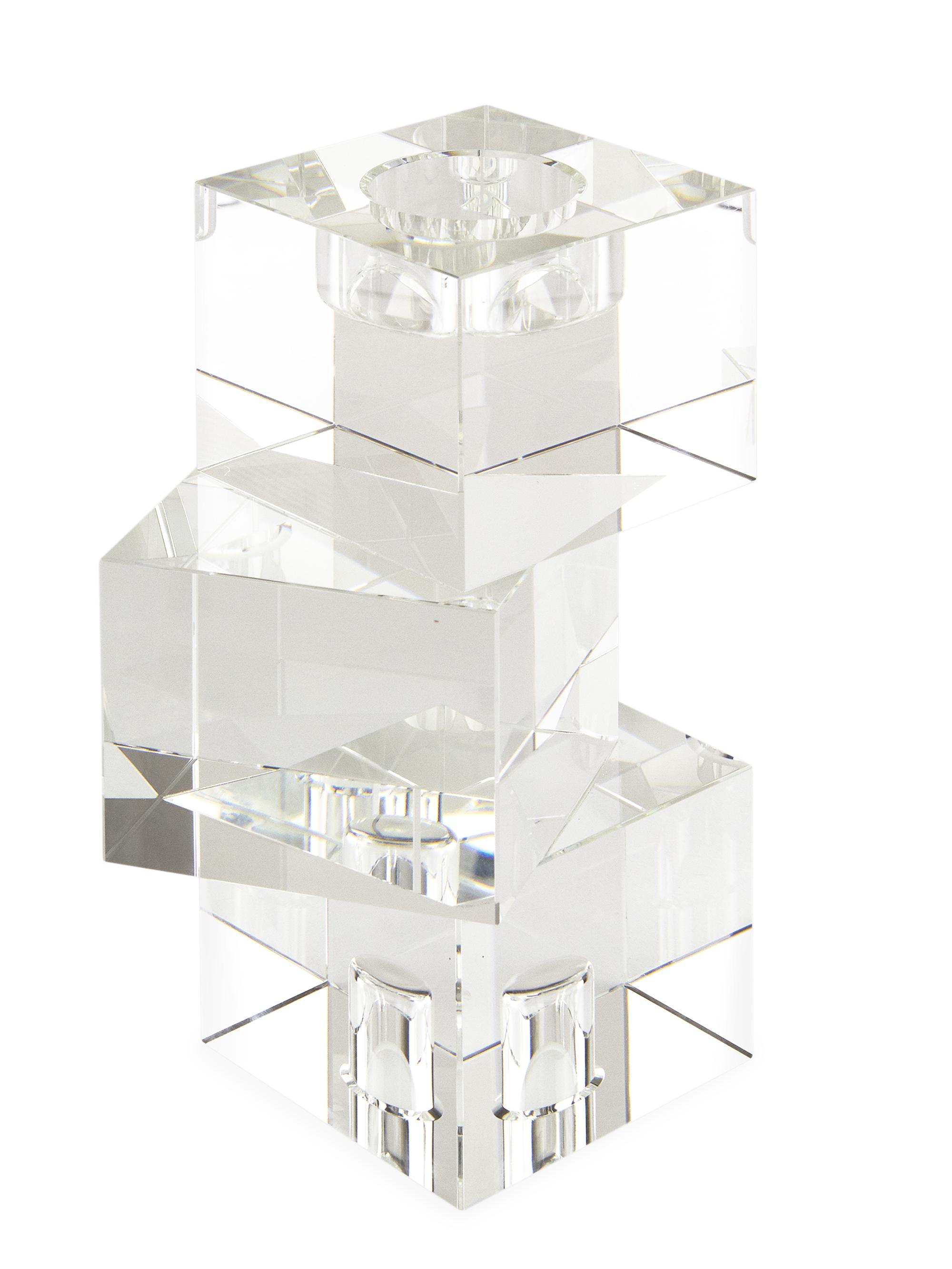Tizo Clear Crystal Cubes Medium Candleholder - Clear