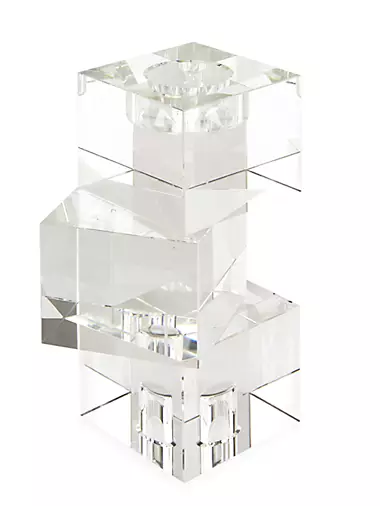 Clear Crystal Cubes Medium Candleholder