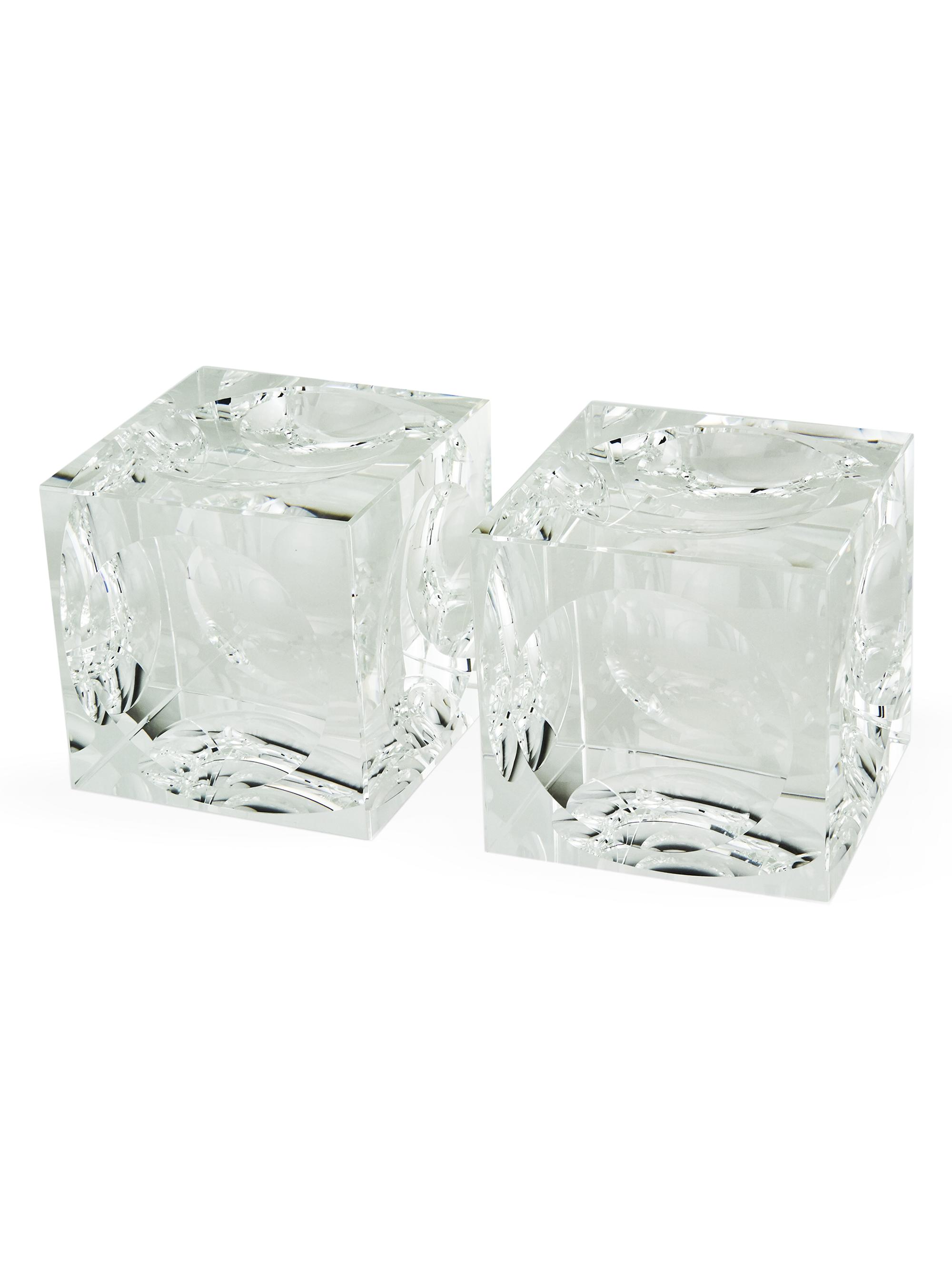 Tizo Clear Crystal Square Bookend Pair - Clear