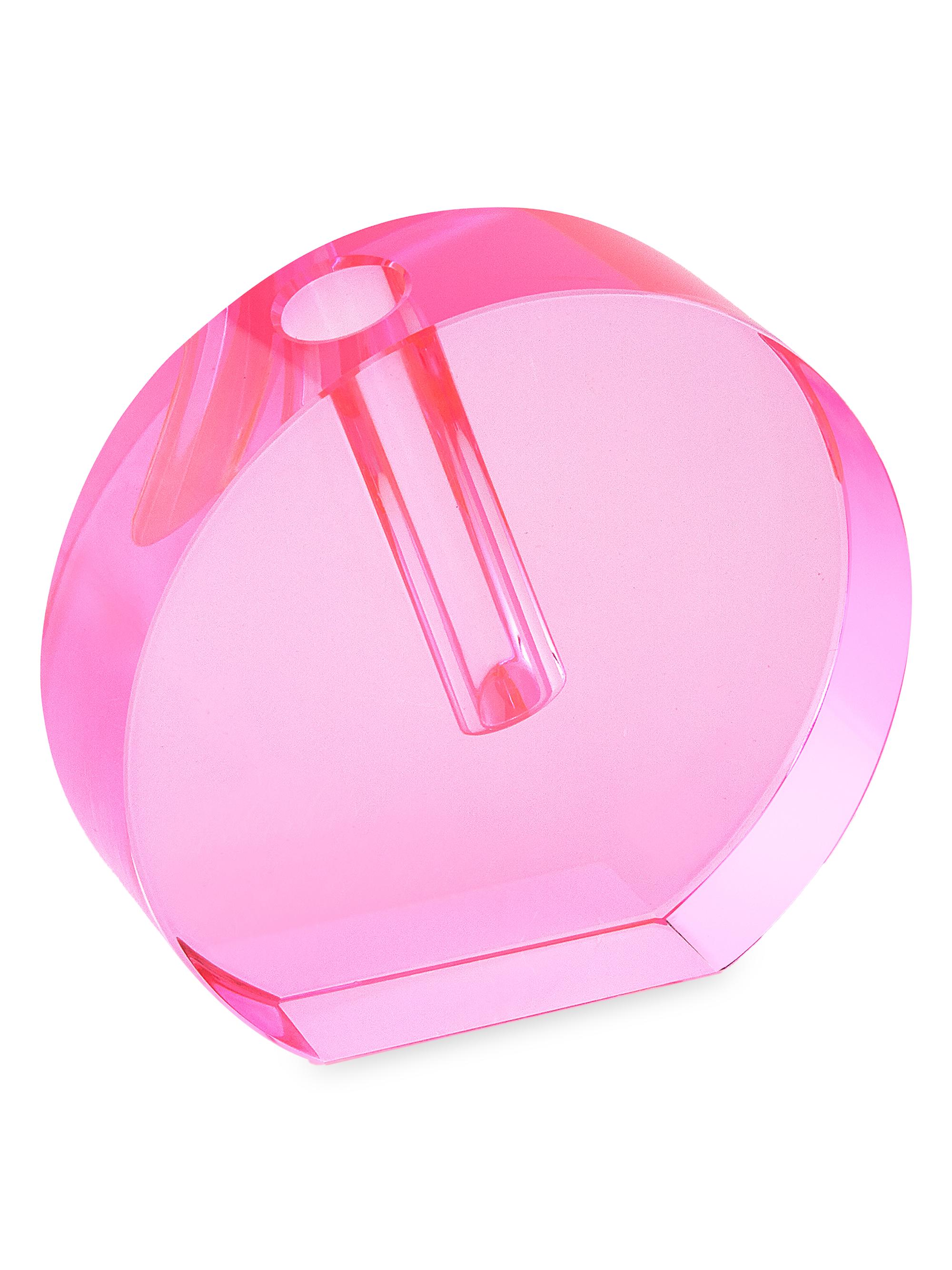 Tizo Pink Crystal Flat Round Vase - Pink Small
