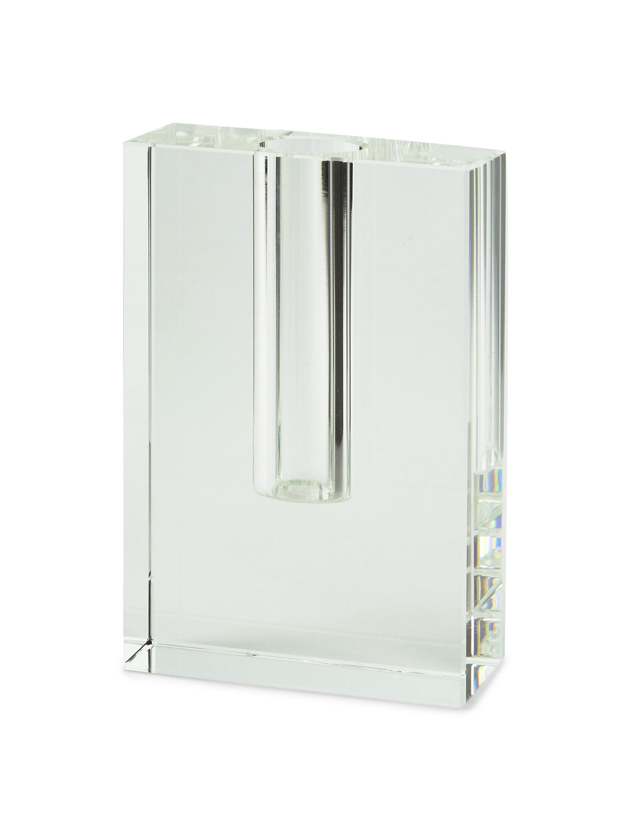 Tizo Clear Crystal Flat Rectangular Bud Vase - Clear Short
