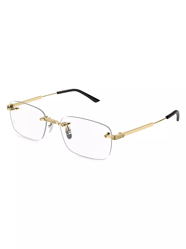 Cartier Men's Signature C 55mm 24K-Gold-Plated Titanium Optical Glasses