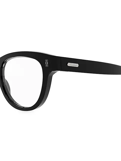 Cartier Men's Signature C 53mm Square Acetate Optical Glasses Black
