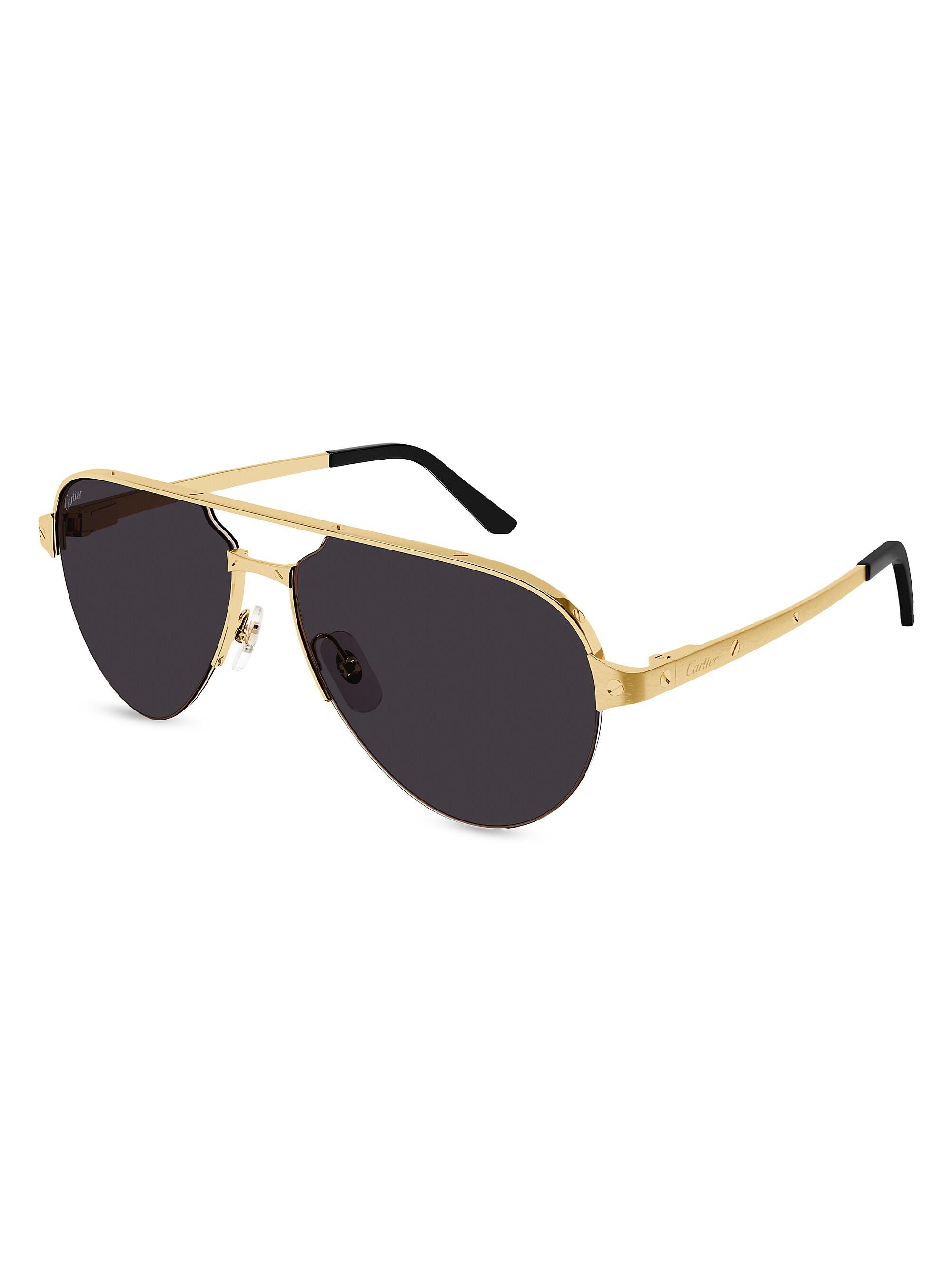Cartier Santos Evolution 58MM Navigator Sunglasses | Saks Fifth Avenue
