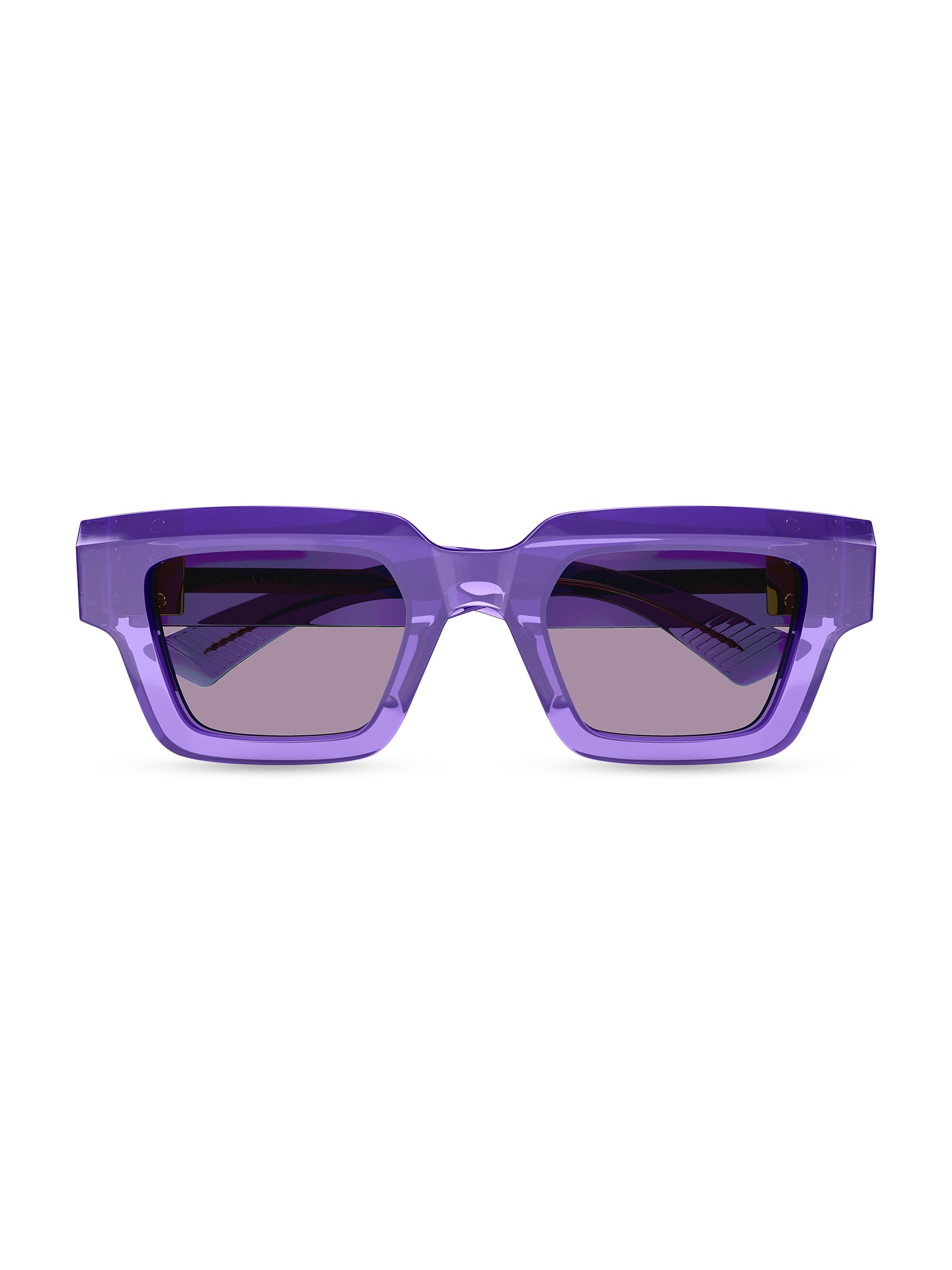 Bottega Veneta Men's New Hinge 49MM Rectangular Acetate Sunglasses - Violet