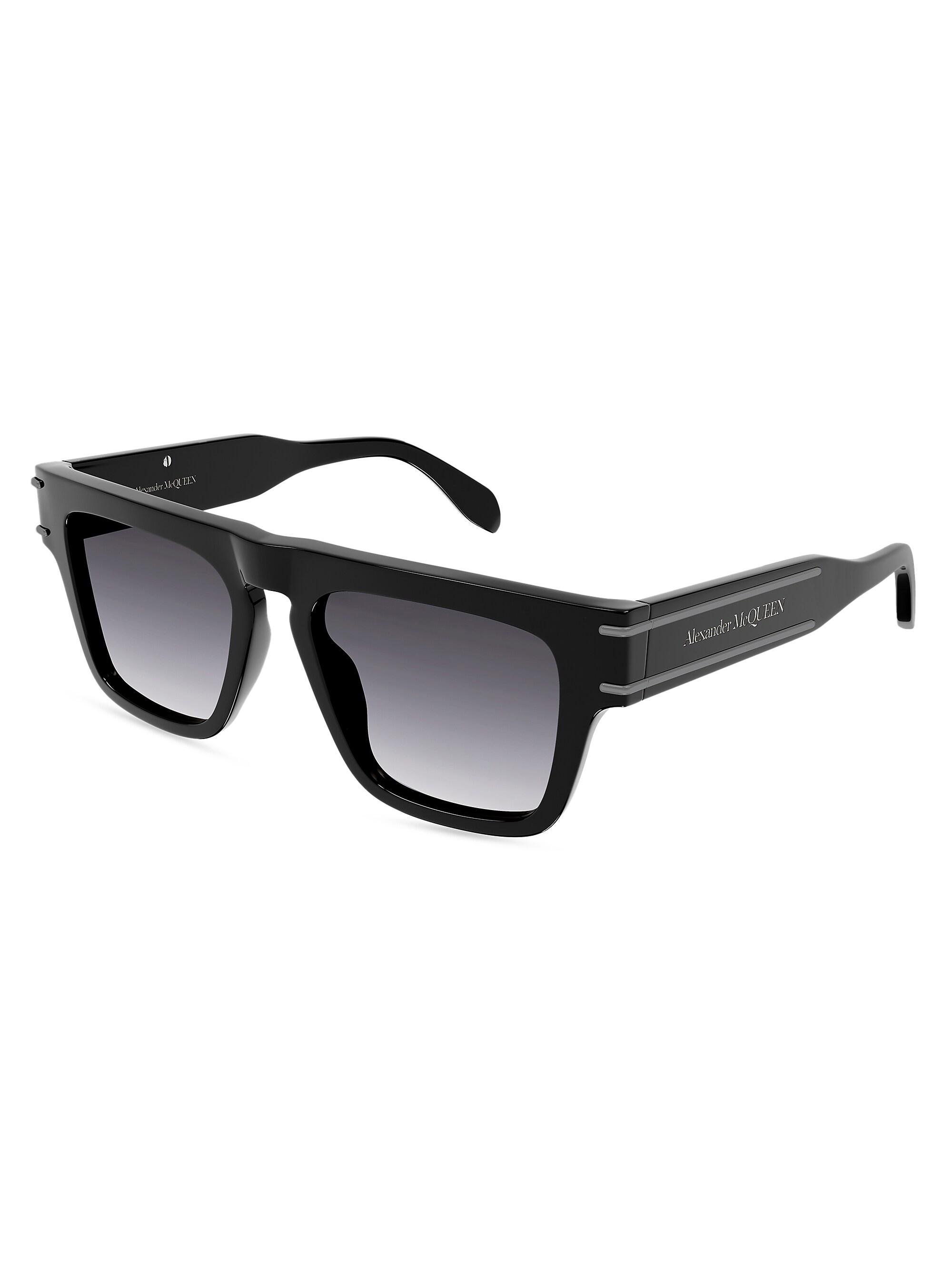 McQueen Men's Selvedge Lines 52MM Gradient Acetate Sunglasses - Black