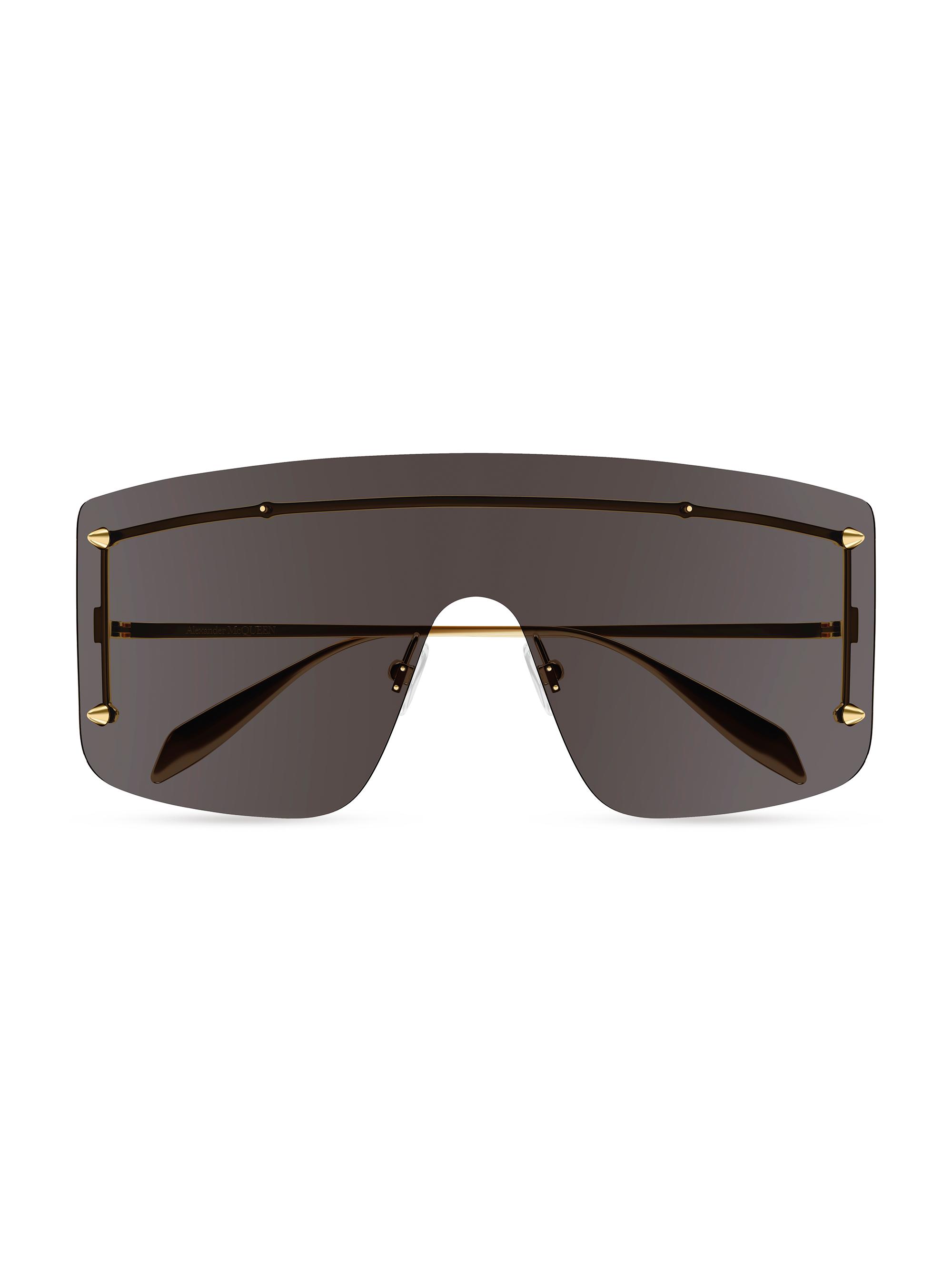McQueen Men's Spike Studs 99MM Mask Metal Sunglasses - Gold