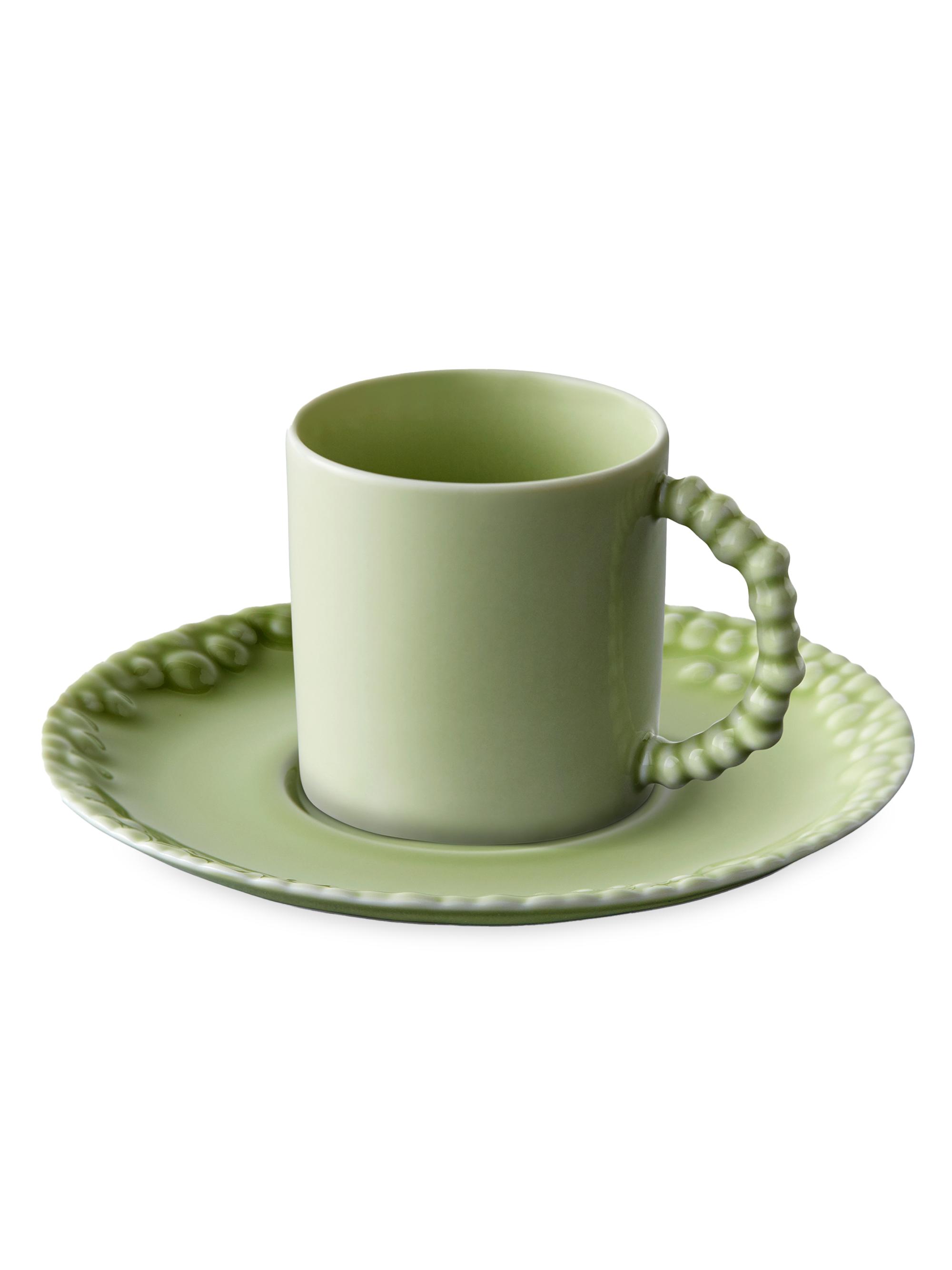 L'Objet Haas Brothers Mojave Espresso Cup & Saucer Set - Green