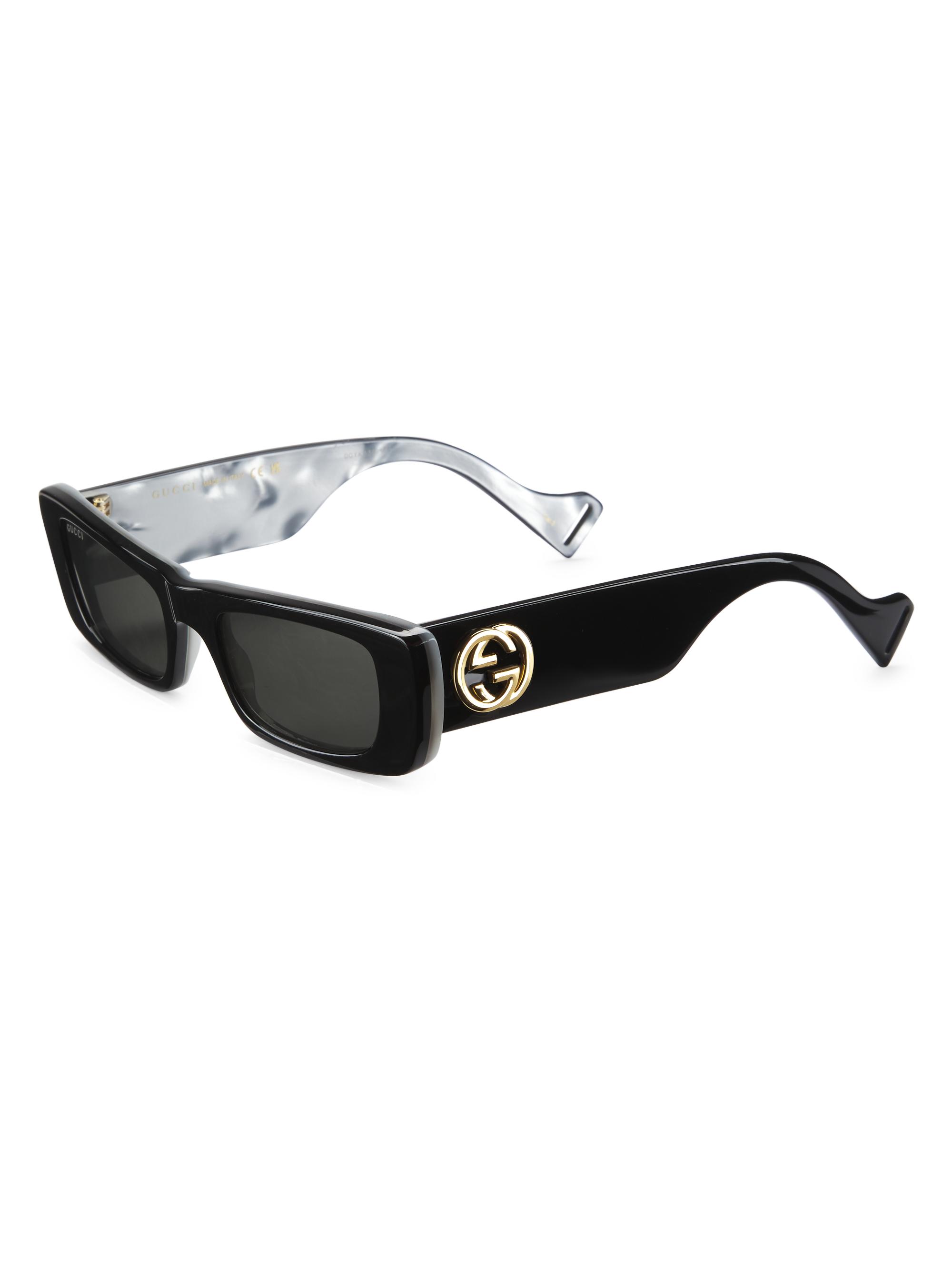 Gucci Men's 52MM Rectangular Plastic Sunglasses - Black