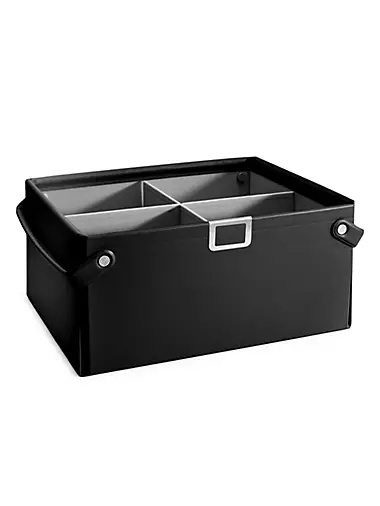 Folden Lane Extra-Small Black Rectangular Collapsible Storage Basket with  Dividers