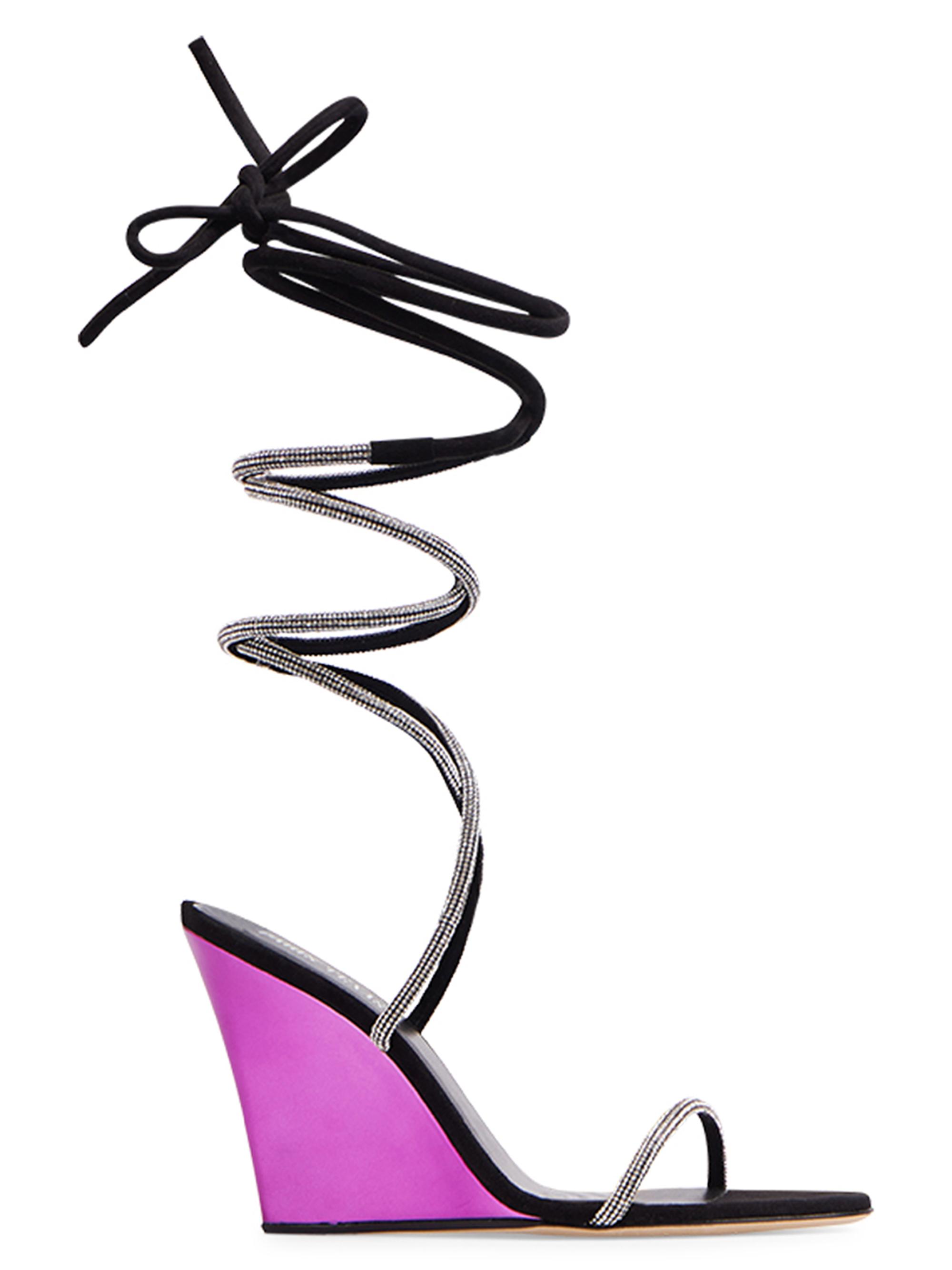 Paris Texas Women's Willow Lace-Up Wedge Sandals - Black