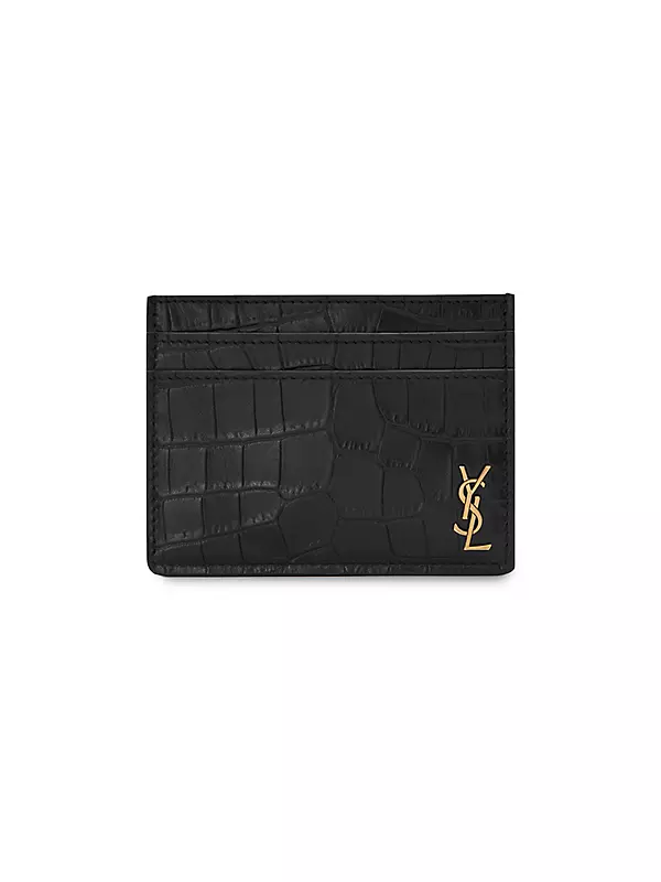 Saint Laurent Open Box - Saint Laurent Black Monogram Document Holder In  Crocodile Embossed Leather 534680 C9H0U 1000 - Handbags, YSL - Jomashop
