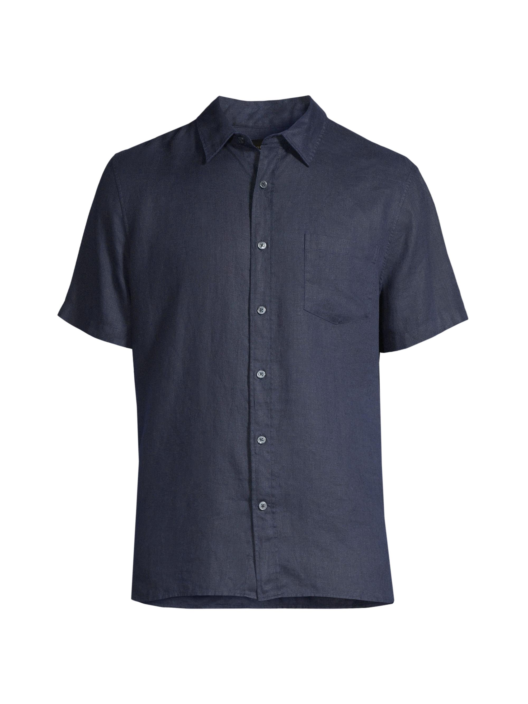 Vince Men's Linen Short-Sleeve Button-Front Shirt - Coastal