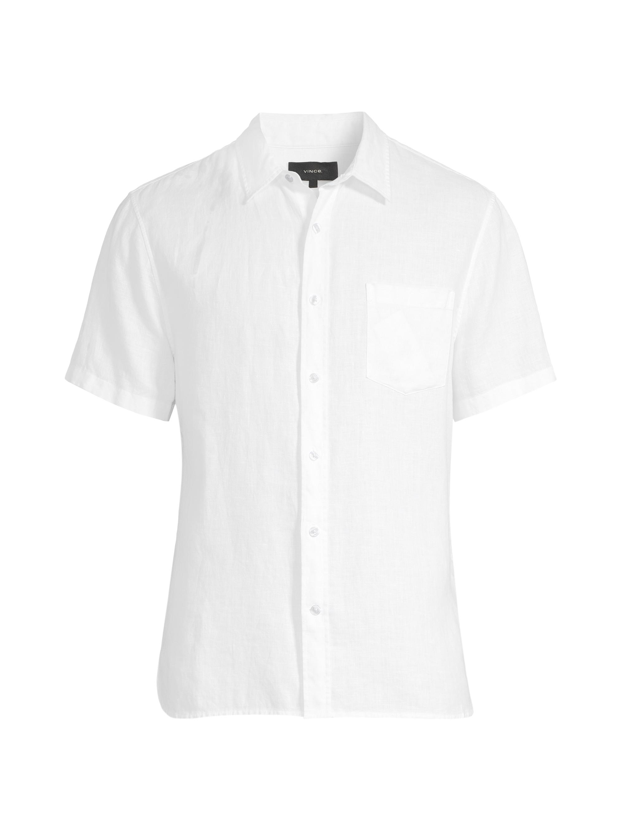 Vince Men's Linen Short-Sleeve Button-Front Shirt - Optic White