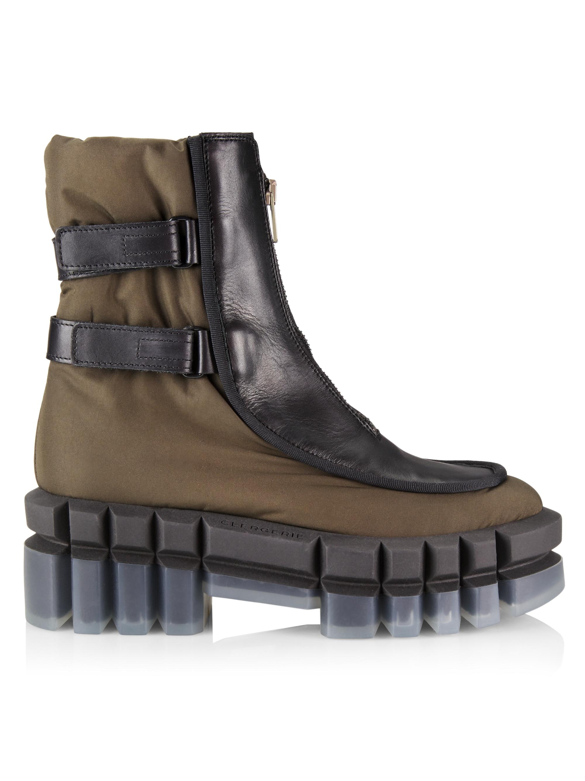 Clergerie Women's Gong Leather Lug-Sole Boots - Black