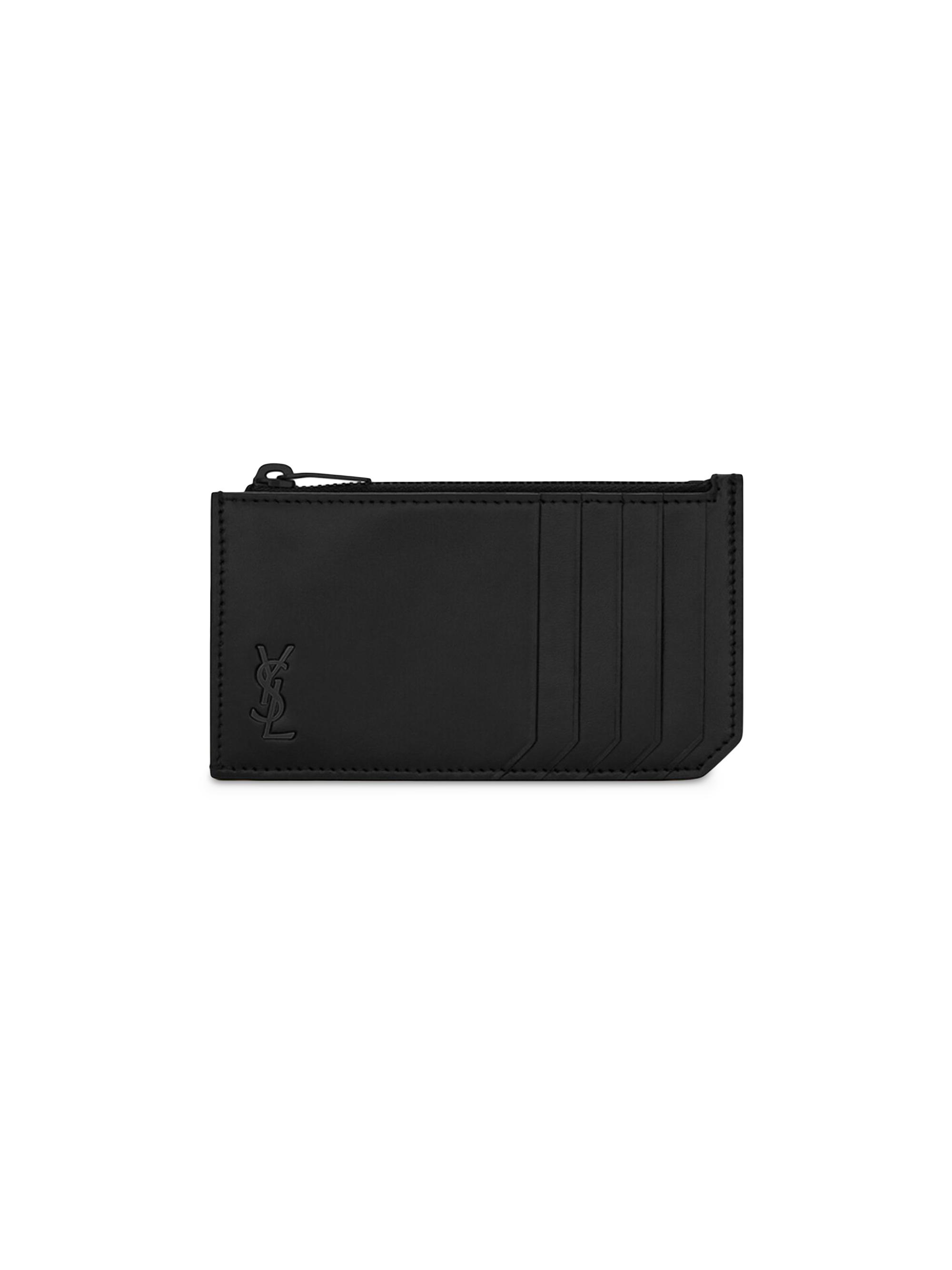 Saint Laurent Tiny Monogram Zipped Fragments Credit Card Case In