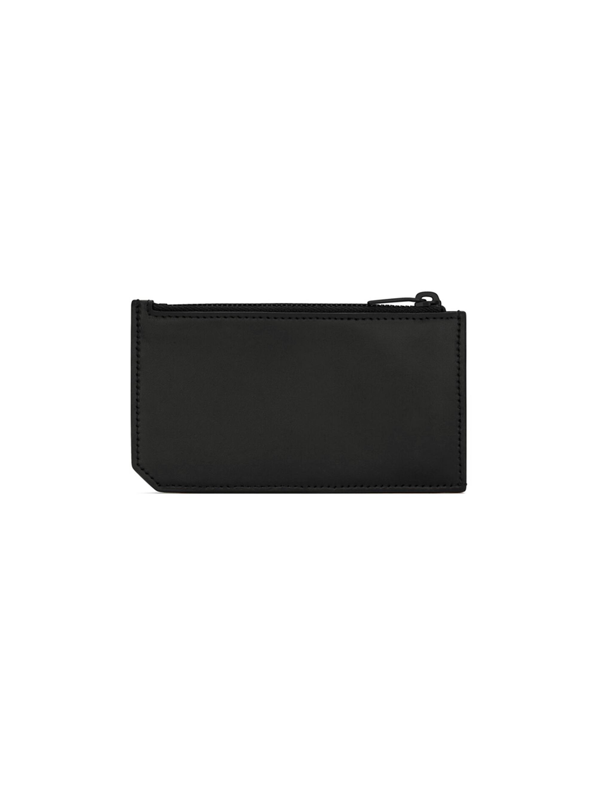 Saint Laurent Tiny Cassandre Fragments Zip Card Case In Matte