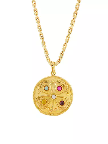22K Gold-Plated Medallion Pendant Necklace