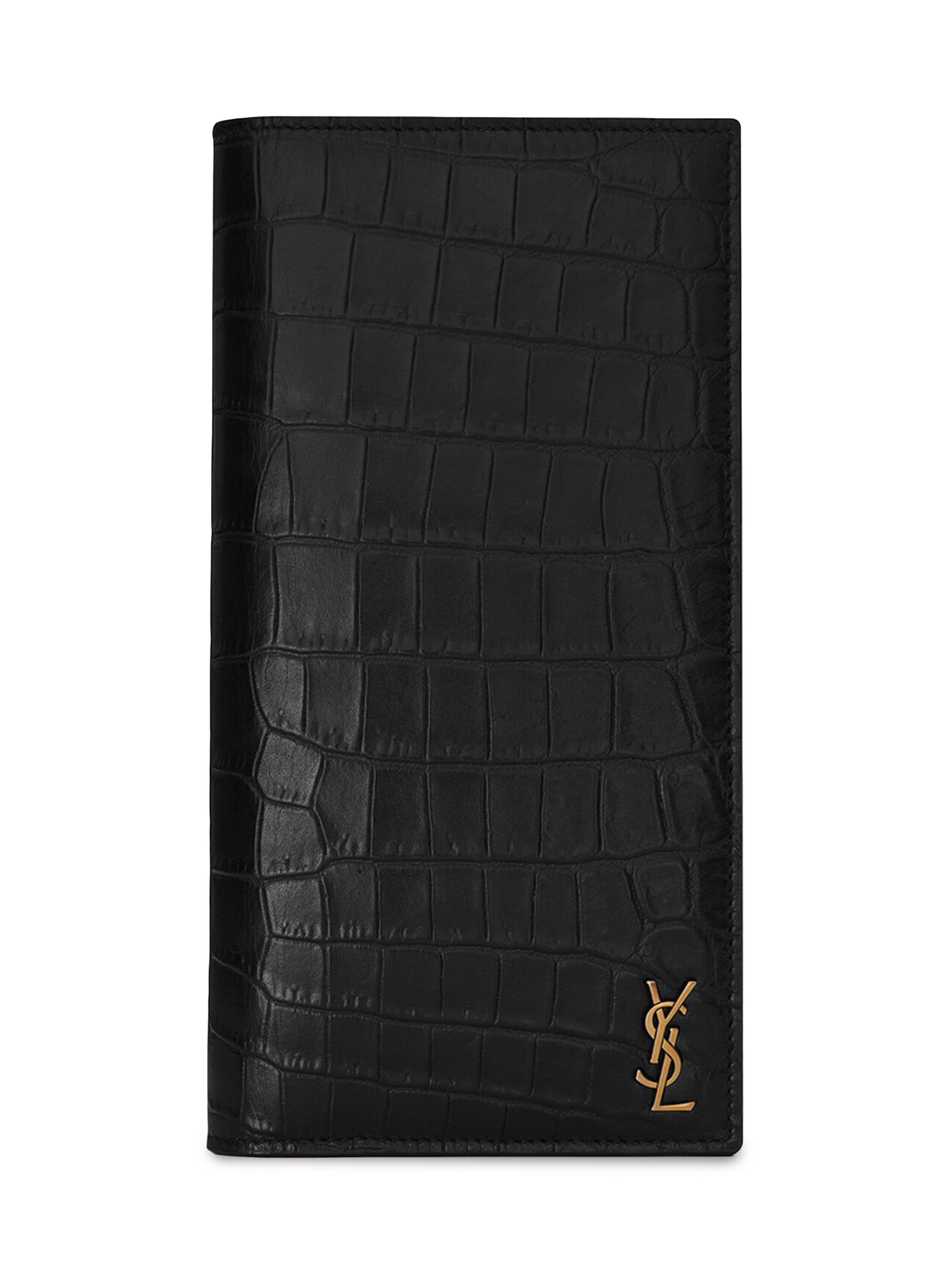 Saint Laurent Tiny Cassandre Credit Card Wallet in Shiny