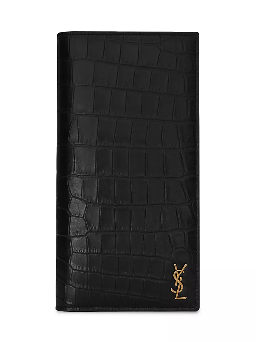Burberry, Bags, Burberry Logo Metal Croc Embossed Leather Card Wallet  Large 8 Card Slots