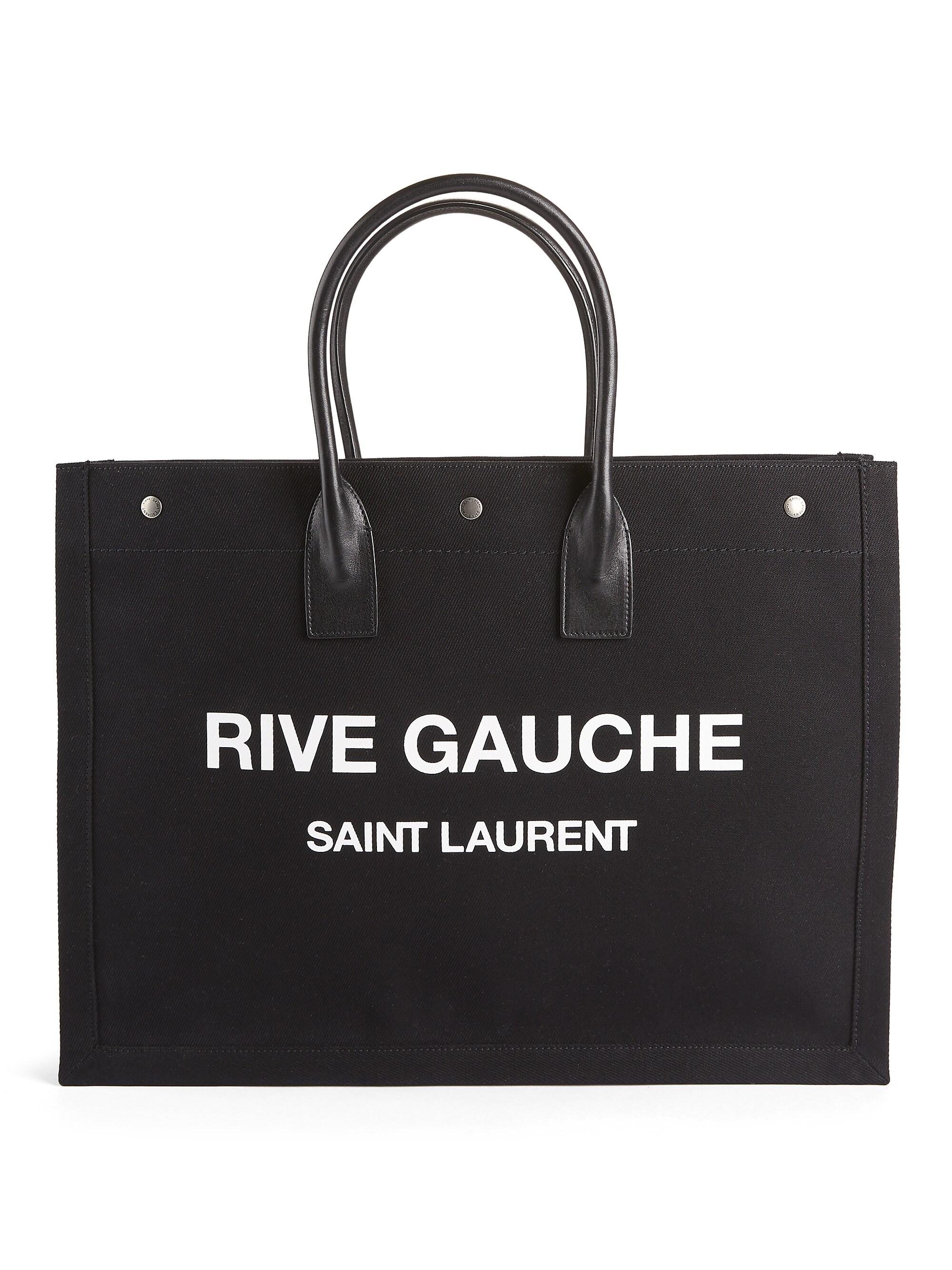 Saint Laurent Women's Rive Gauche Linen Tote - Black White