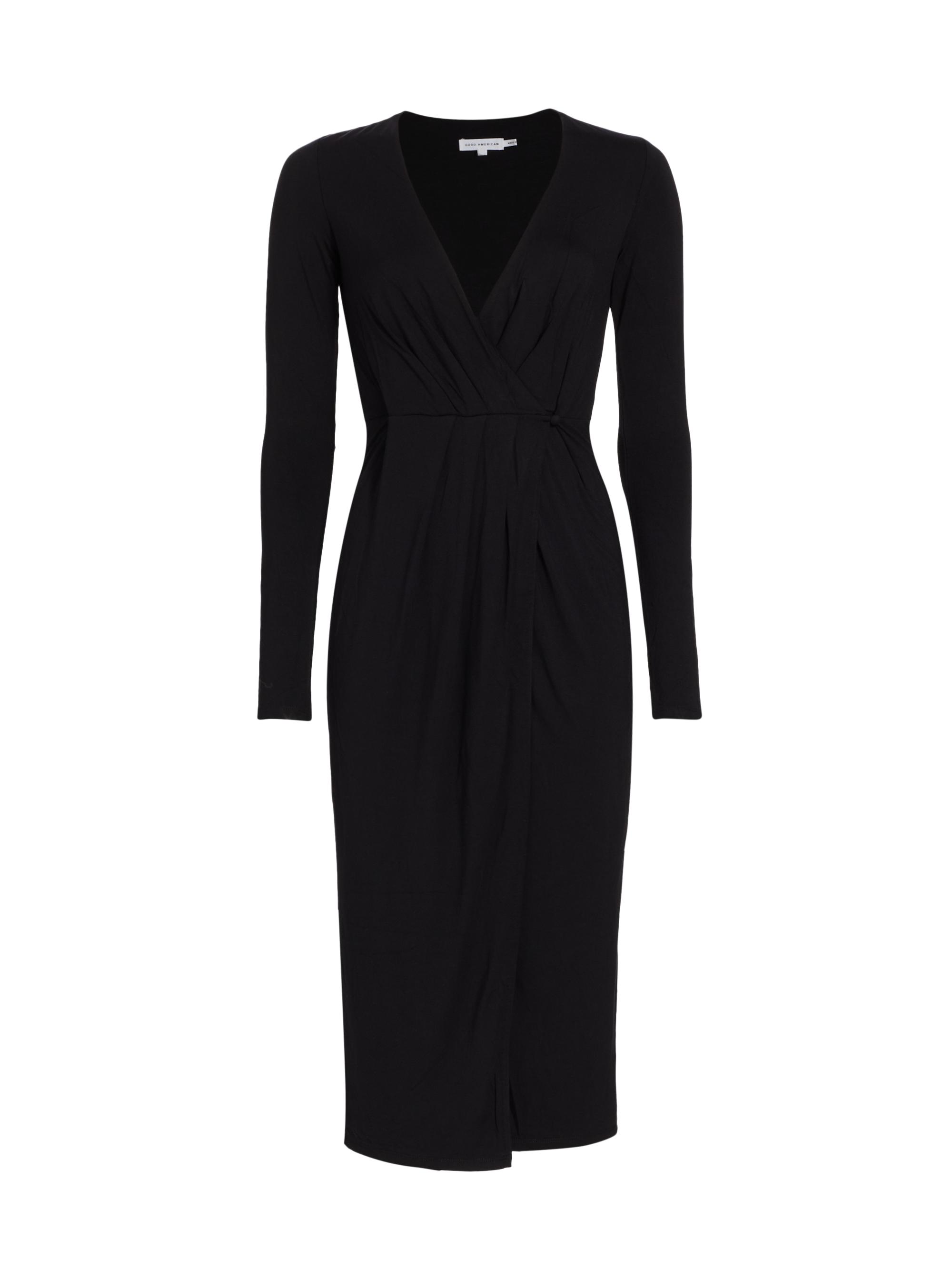 midi wrap dress black Kiyonna Women's Plus Size Whimsy Wrap Dress