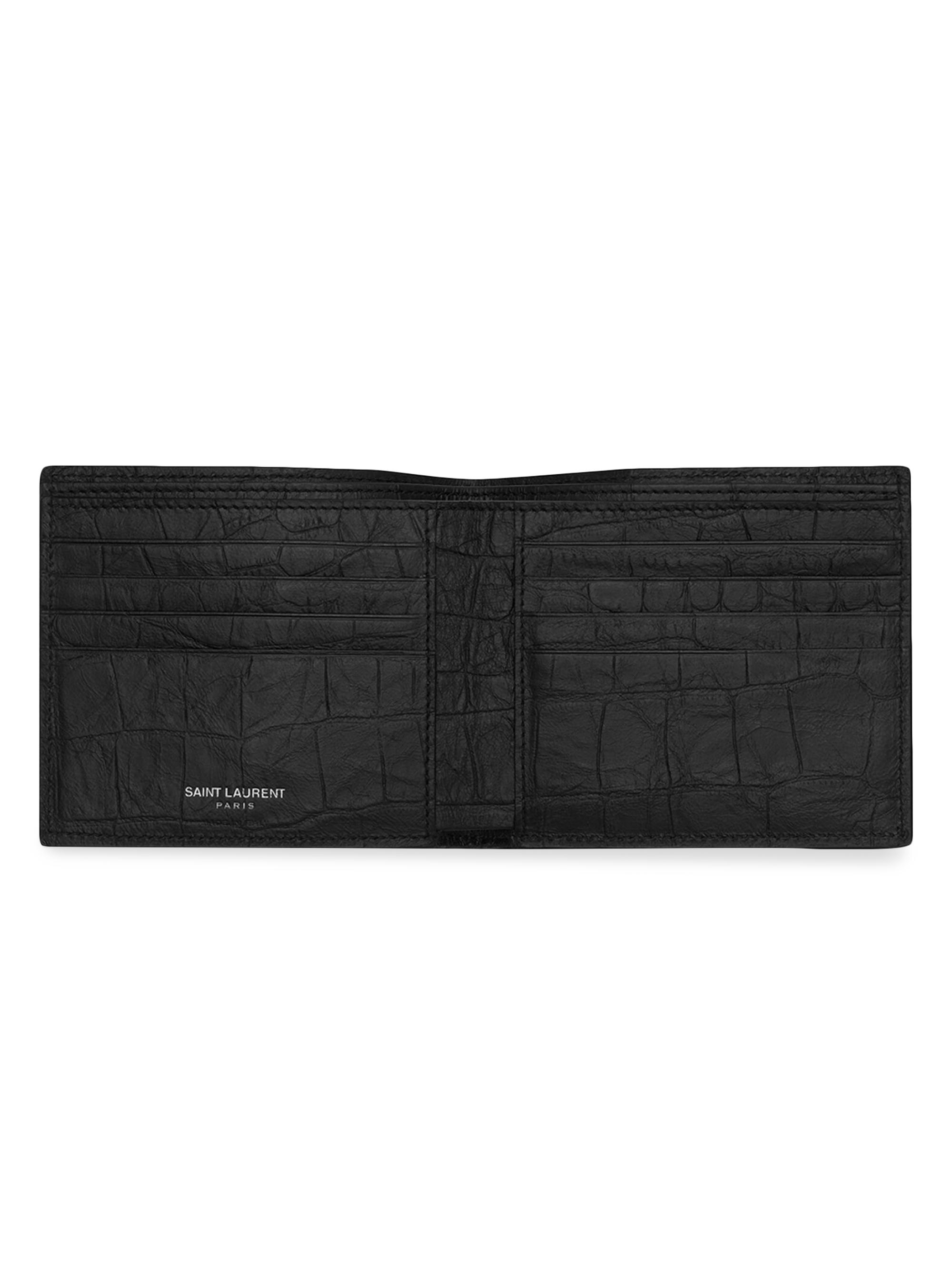 Saint Laurent Croc-Embossed Monogram Leather Wallet | Saks Fifth