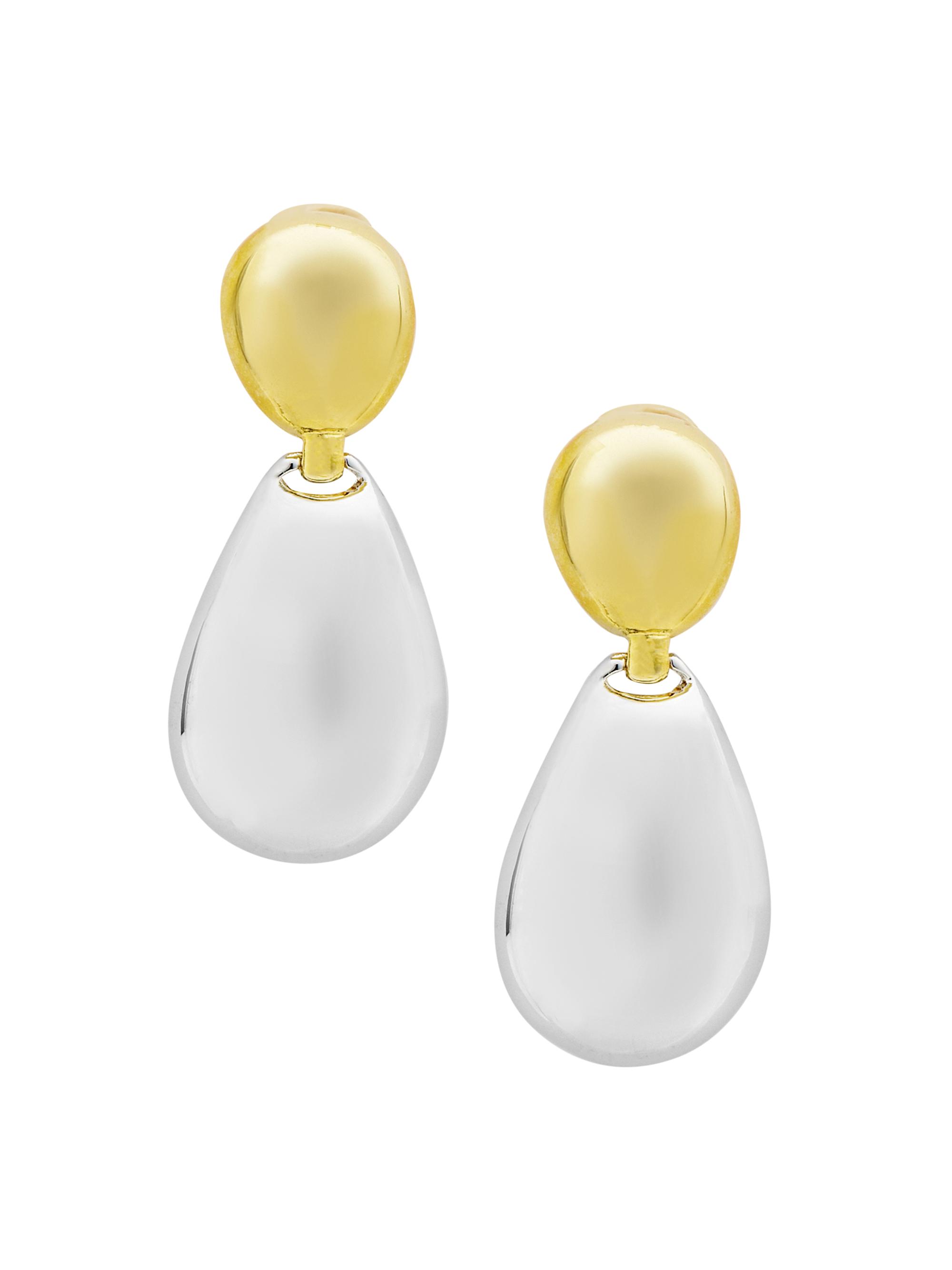 Kenneth Jay Lane Women's Goldtone & Rhodium-Plated Clip-On Drop Earrings - Polished Gold Rhodium