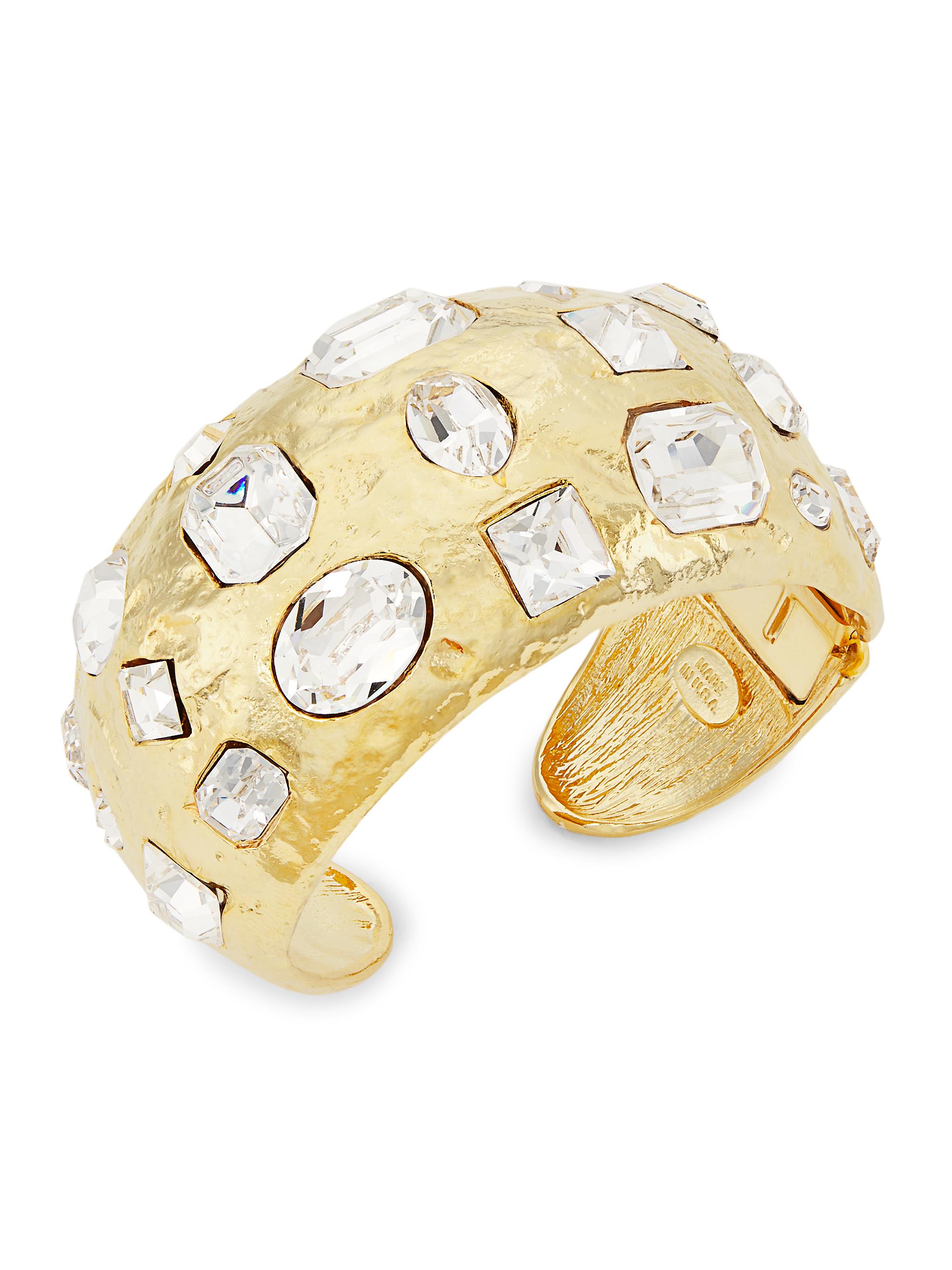 Kenneth Jay Lane Women's 22K Gold-Plated & Glass Crystal Cuff Bracelet - Gold Crystal